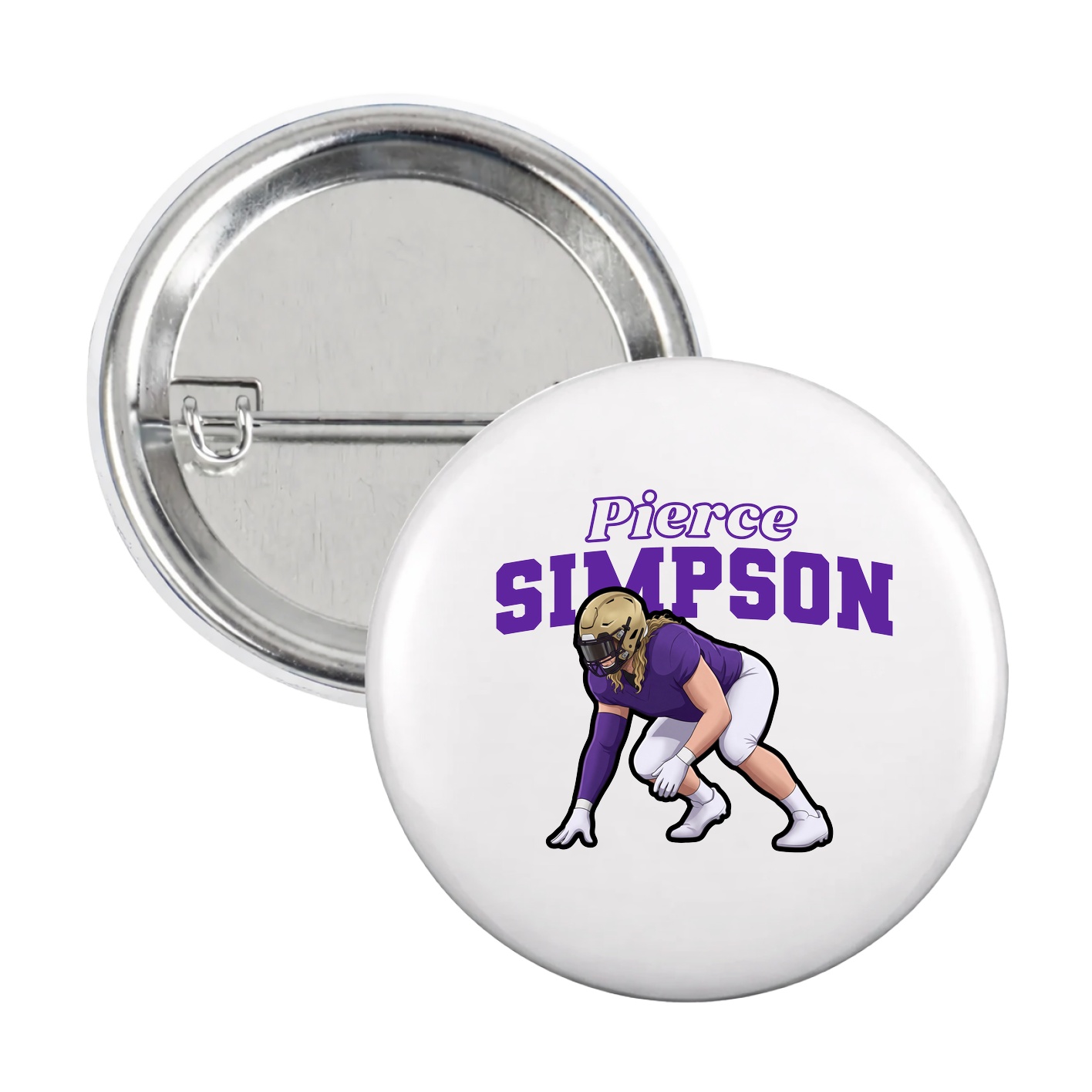 Game Day Button — Name Arch in White