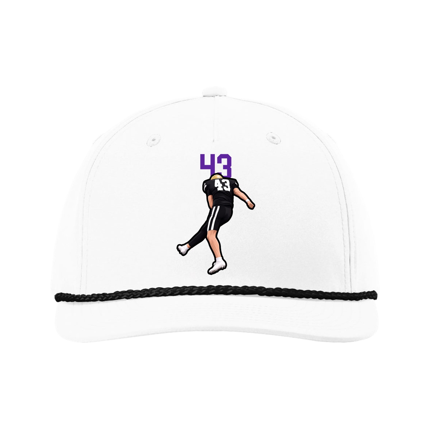 Five-Panel Classic Rope Cap — Number Top in White