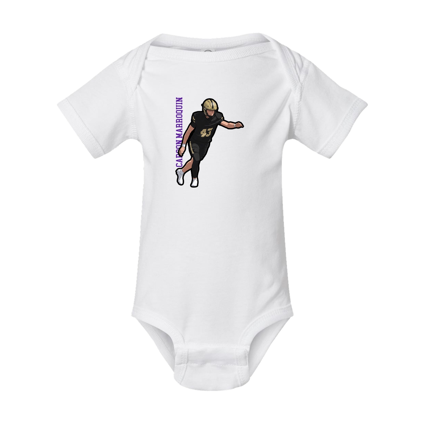 Baby Onesie — Name Vertical in White