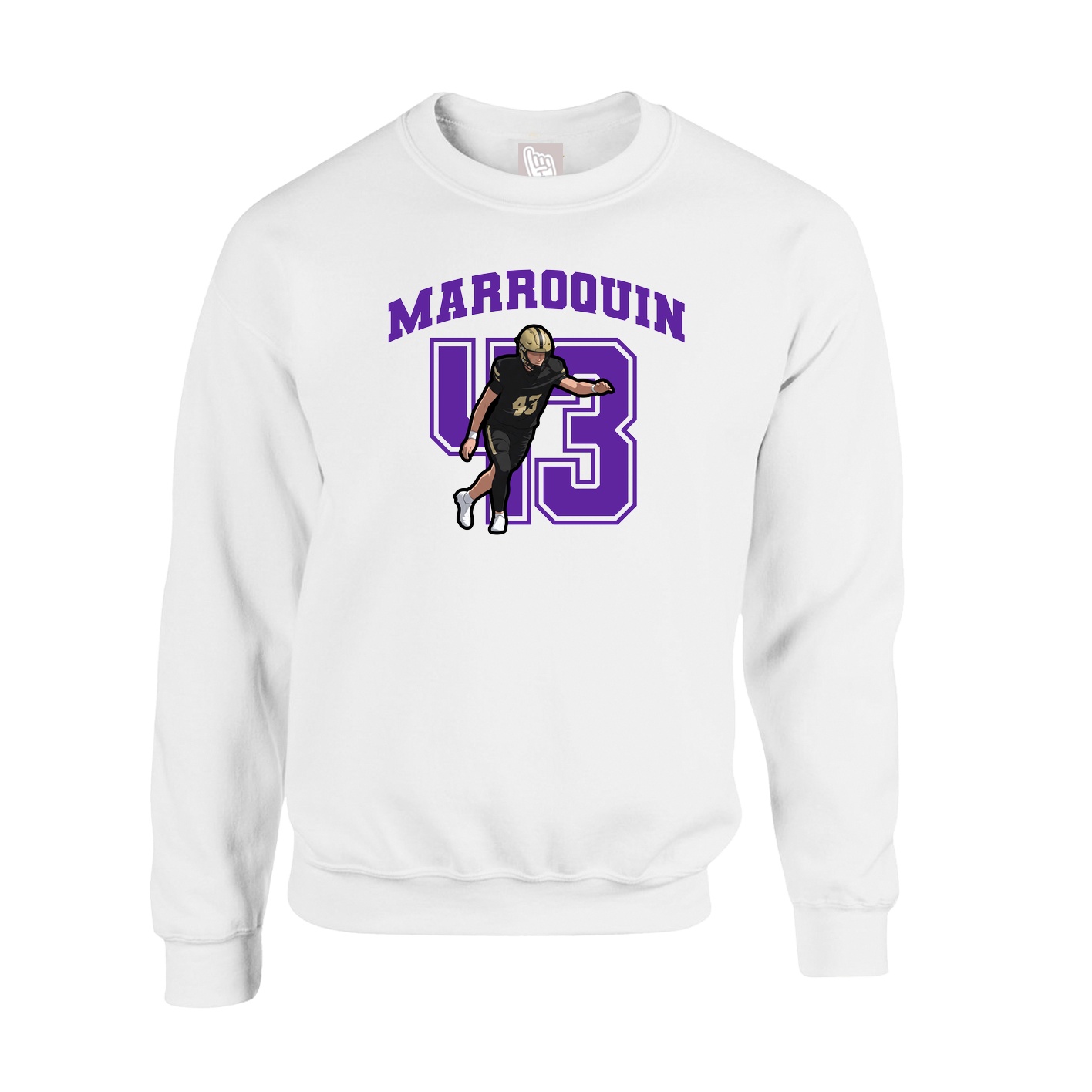 Fleece Crew — Number in White