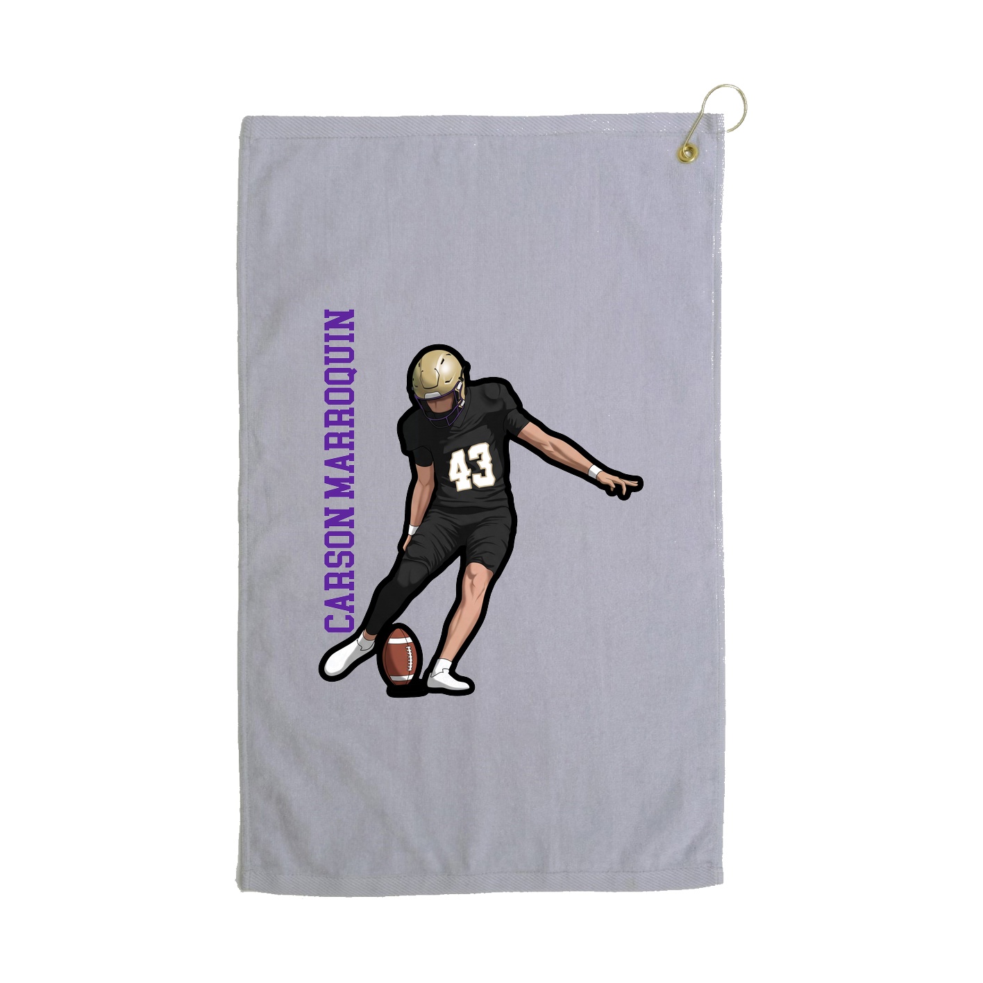 Golf Towel — Name Vertical in Grey