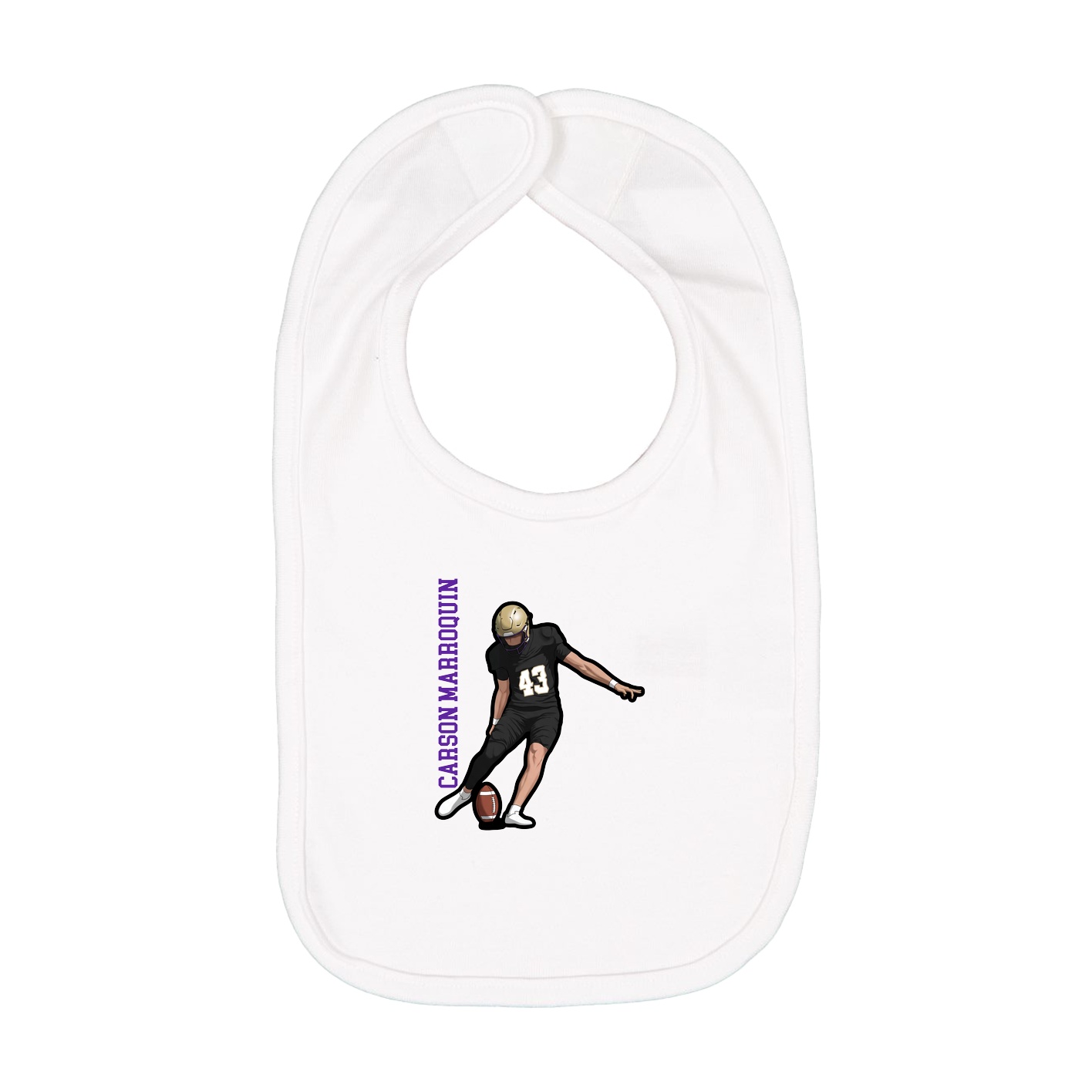 Infant Bib — Name Vertical in White