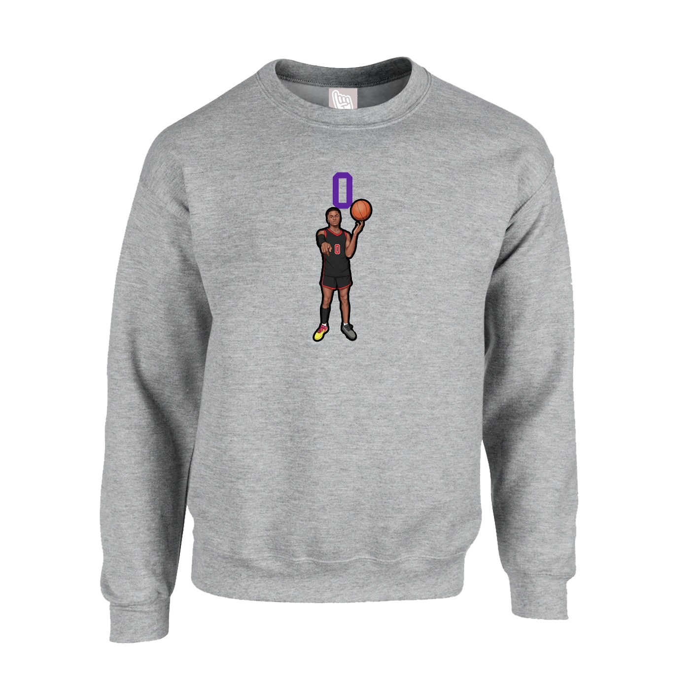 Fleece Crew — Number Top in Grey