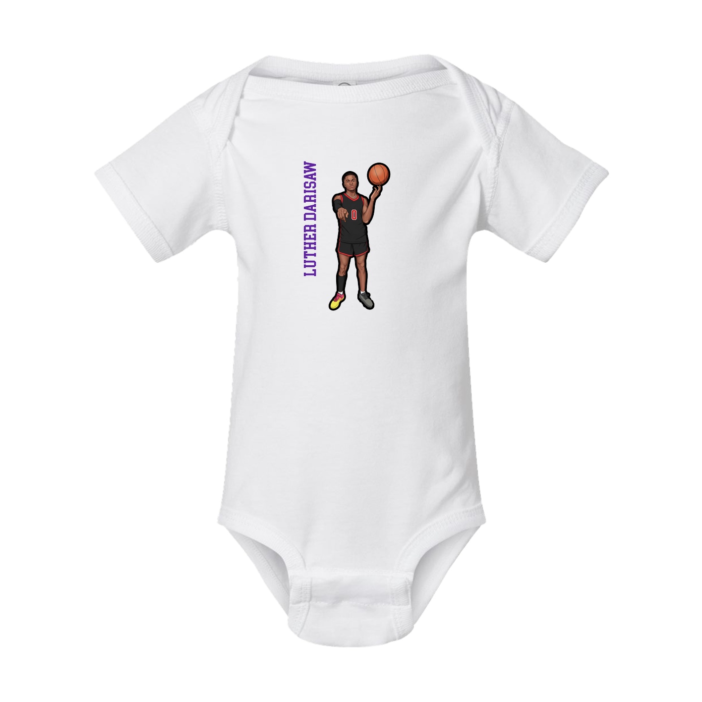 Baby Onesie — Name Vertical in White