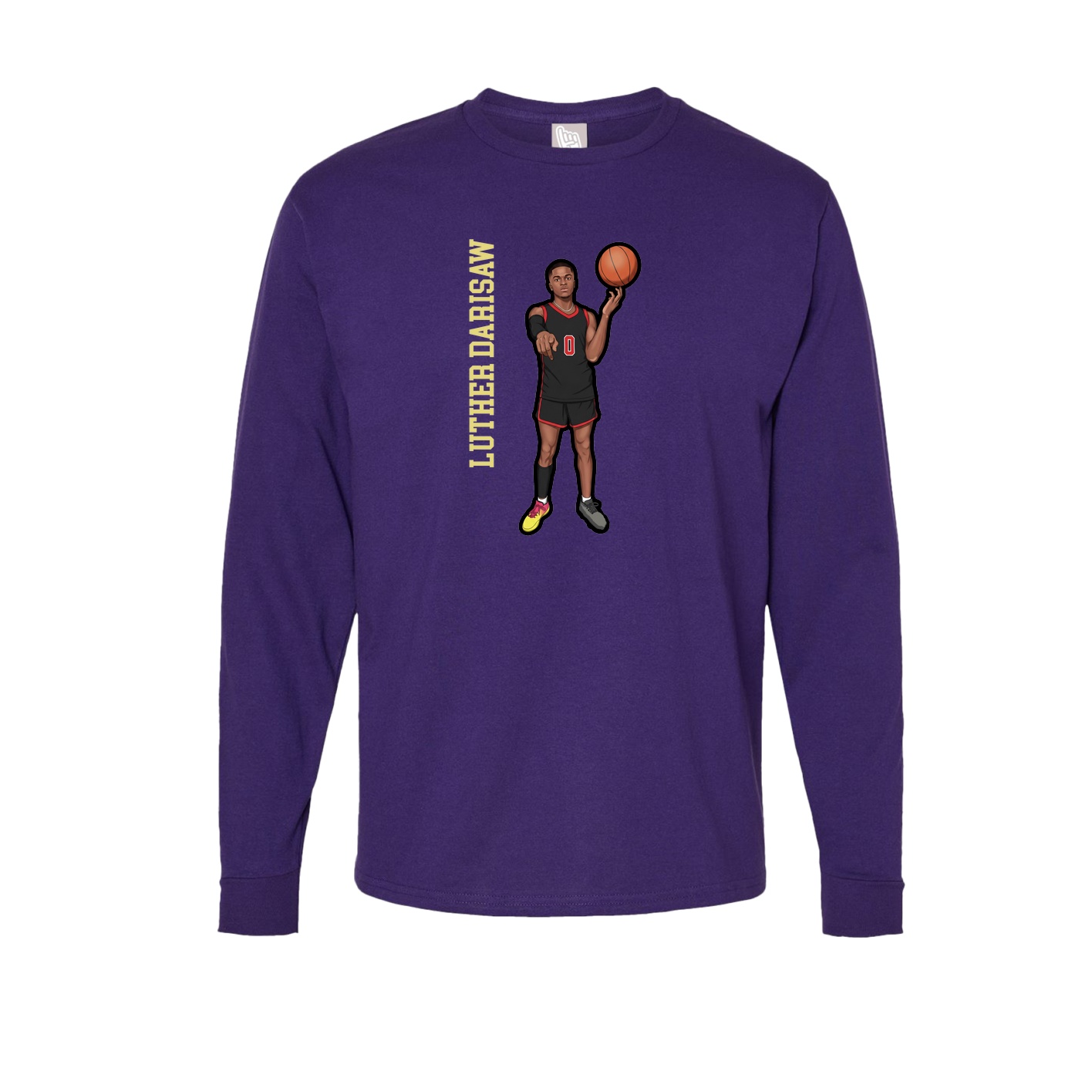 Long Sleeve Tee — Name Vertical in Purple