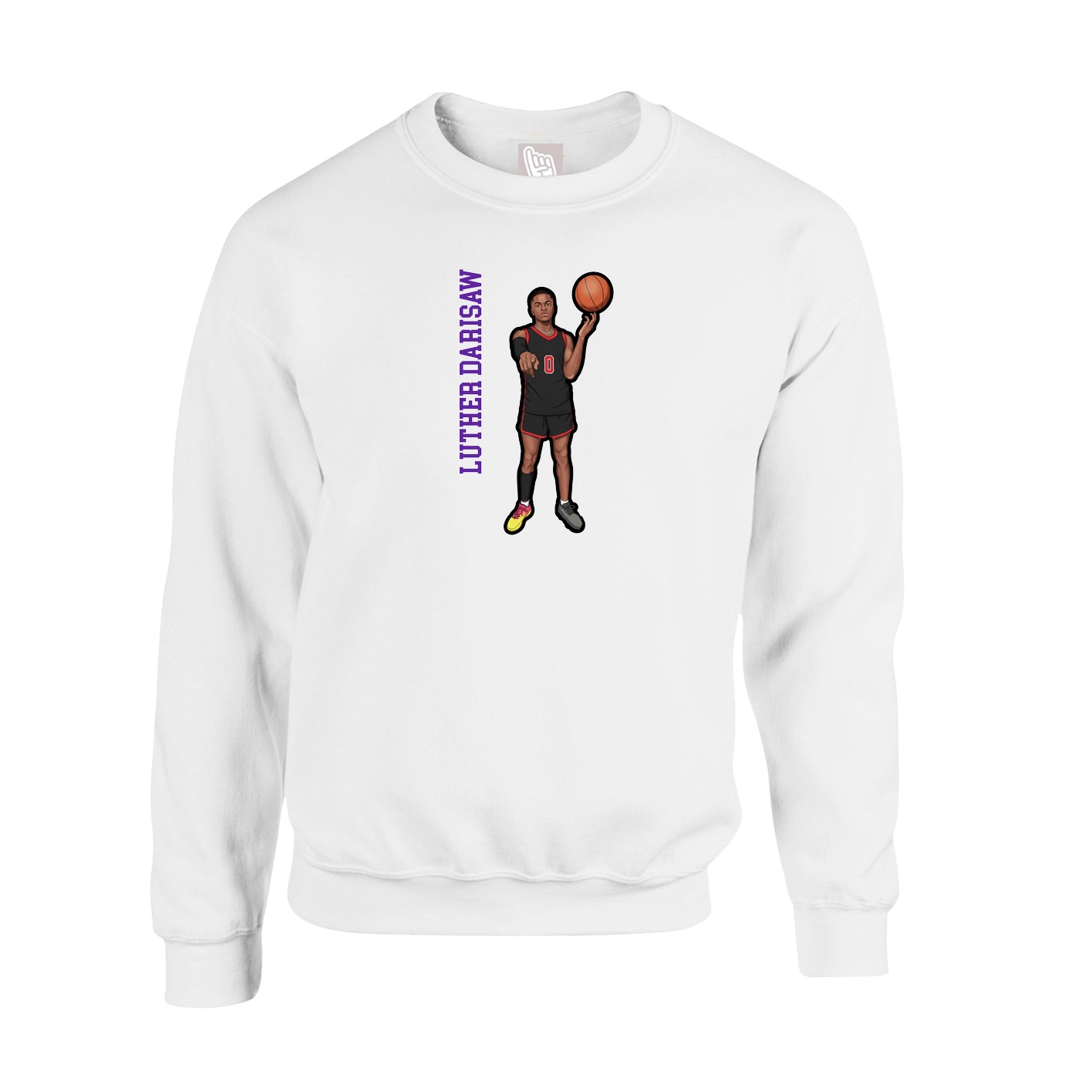 Fleece Crew — Name Vertical in White