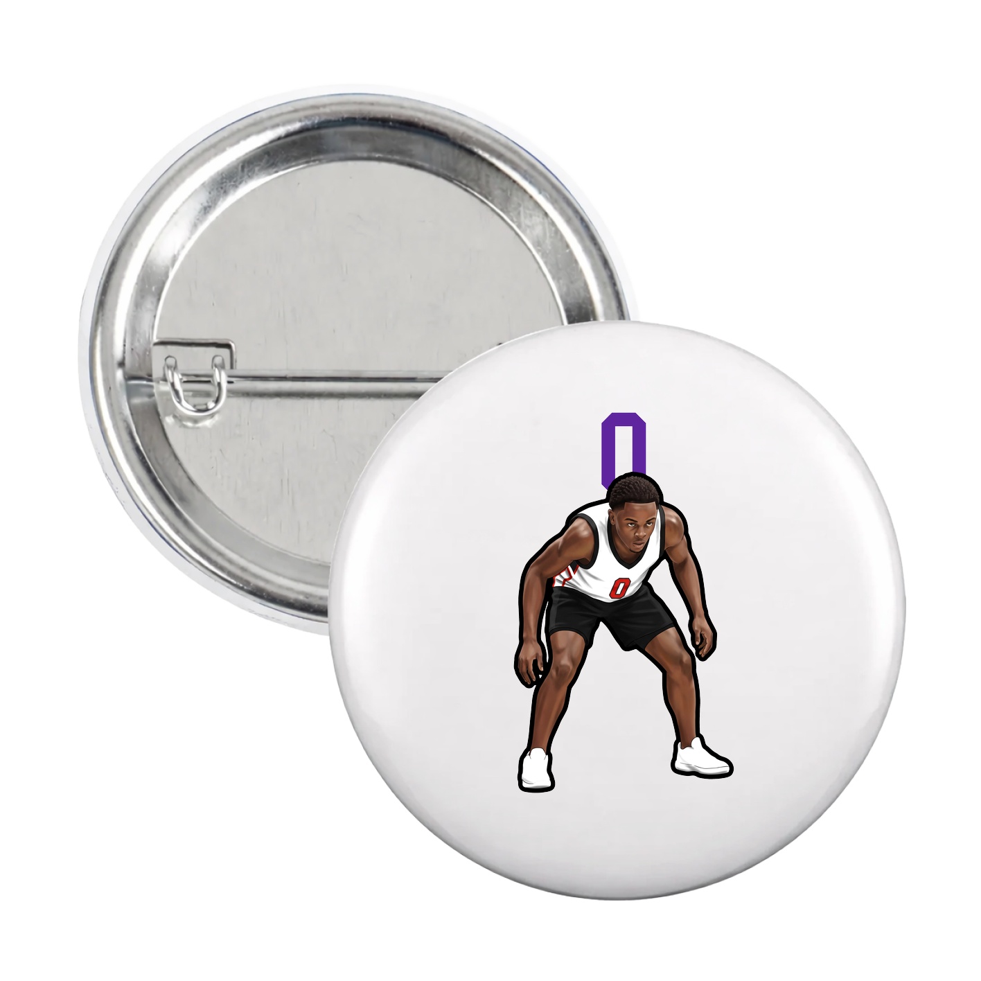Game Day Button — Number Top in White