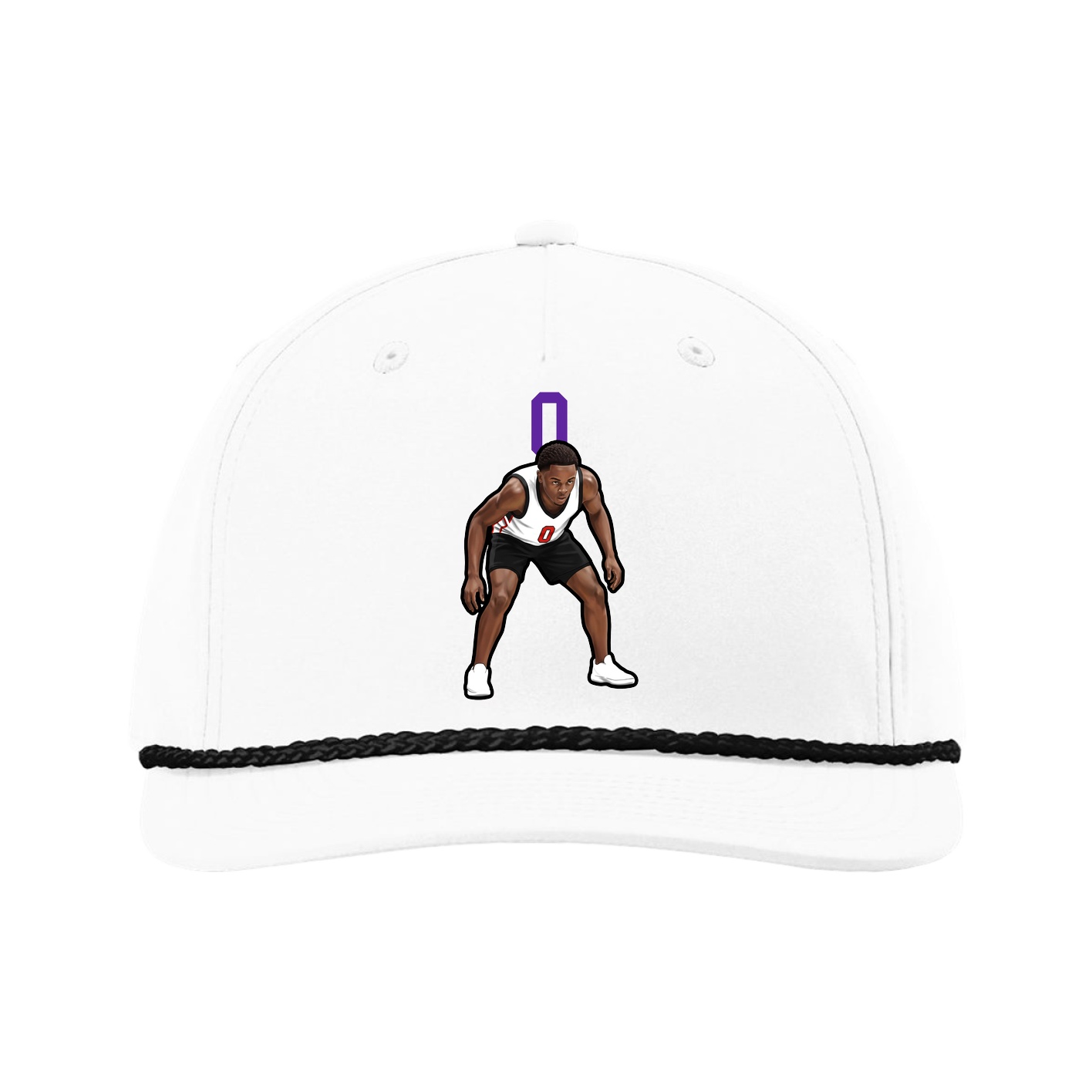 Five-Panel Classic Rope Cap — Number Top in White