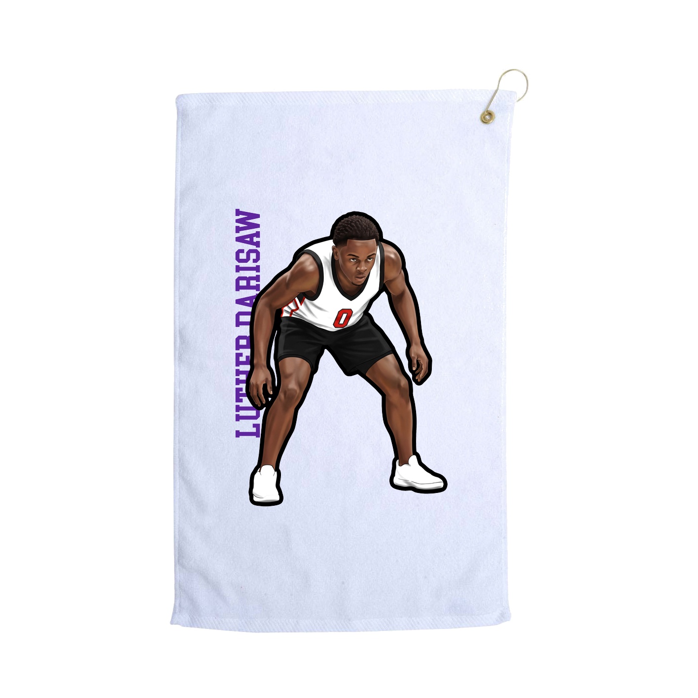 Golf Towel — Name Vertical in White