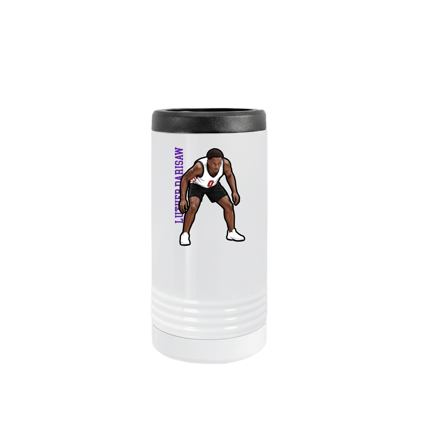 Slim Beverage Holder — Name Vertical in White