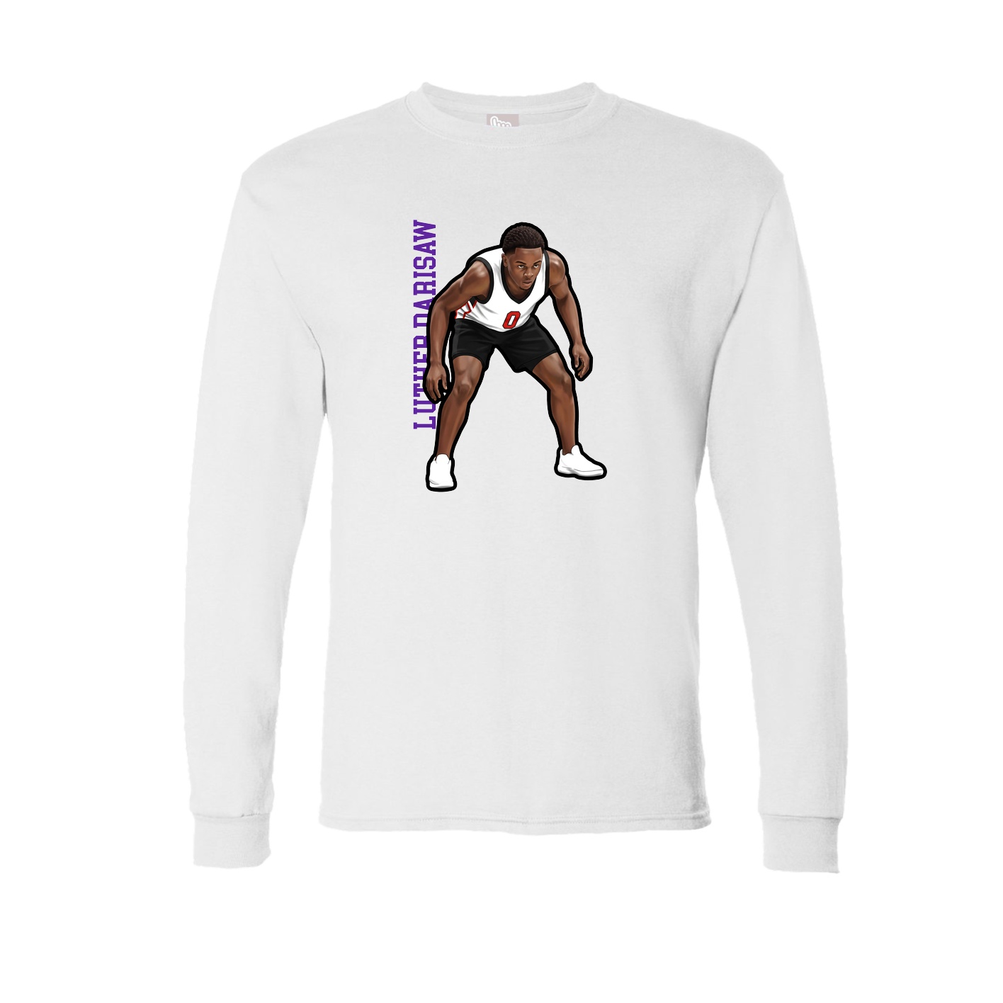 Long Sleeve Tee — Name Vertical in White