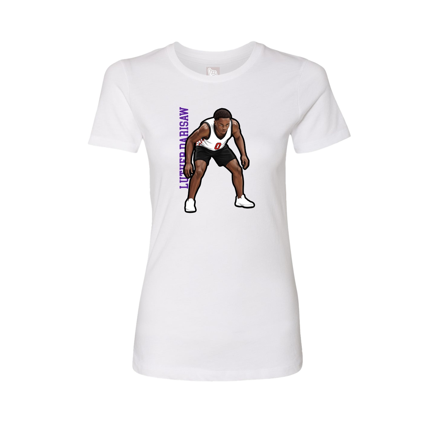 Womens Tee — Name Vertical in White