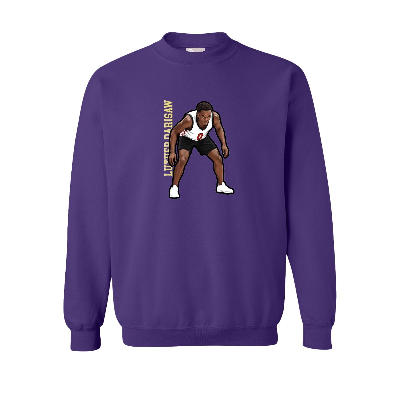 Fleece Crew — Name Vertical in Purple