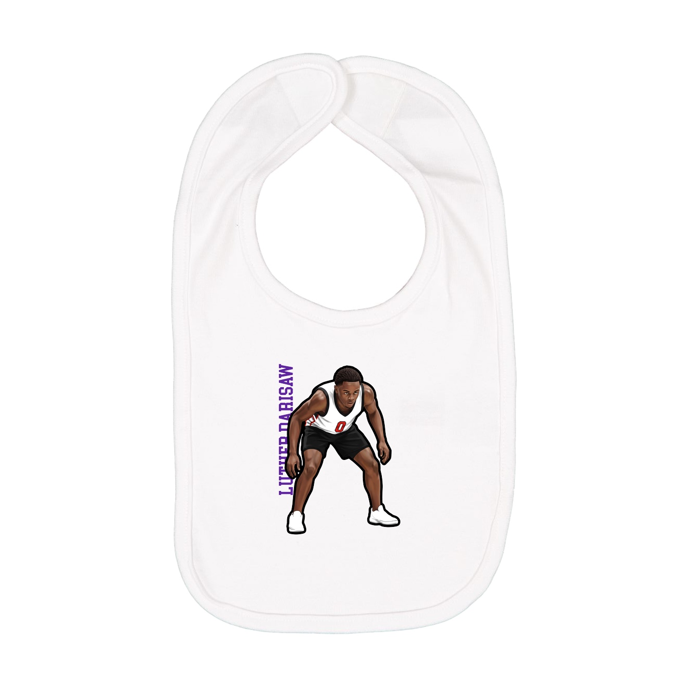 Infant Bib — Name Vertical in White