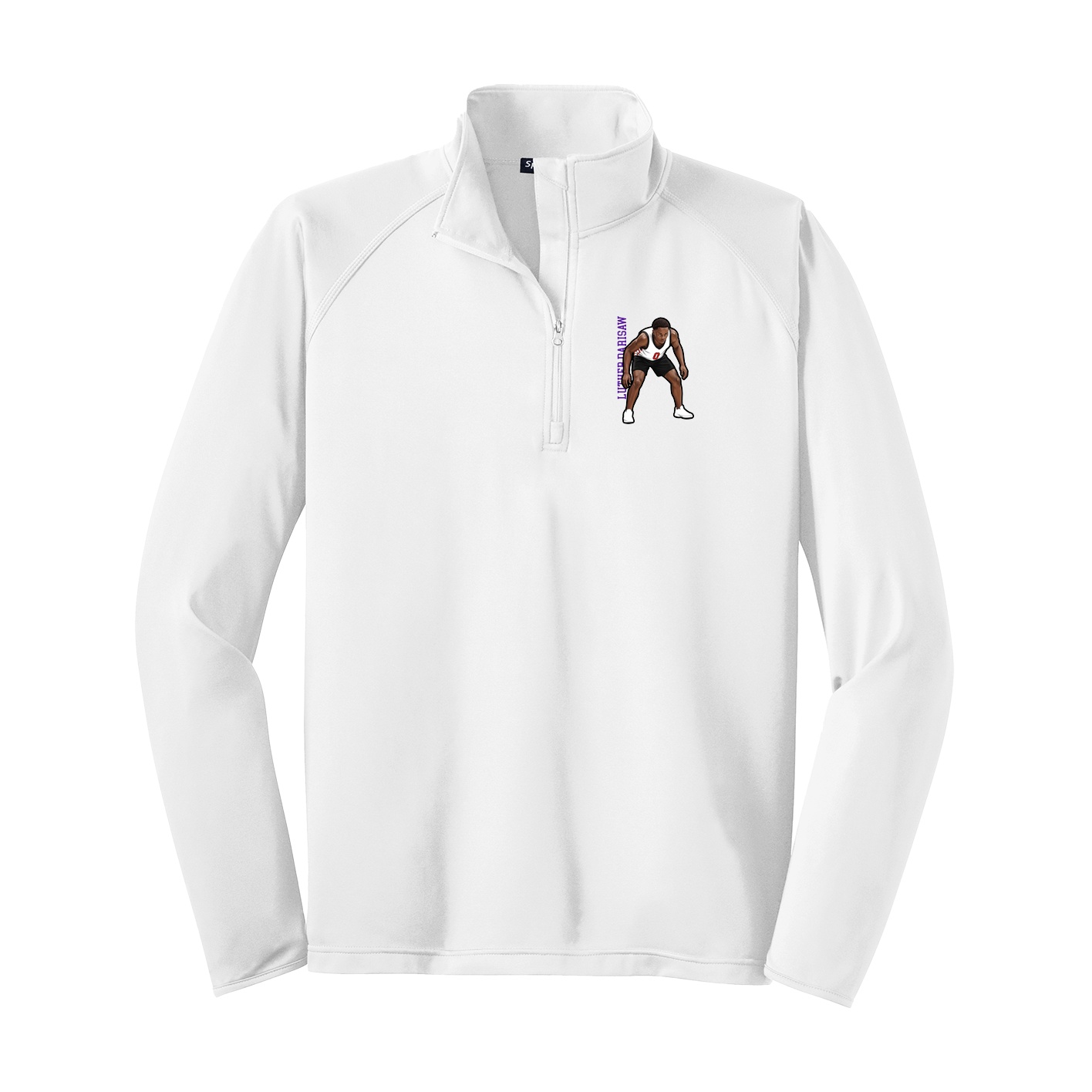 Q-Zip Pullover — Name Vertical in White