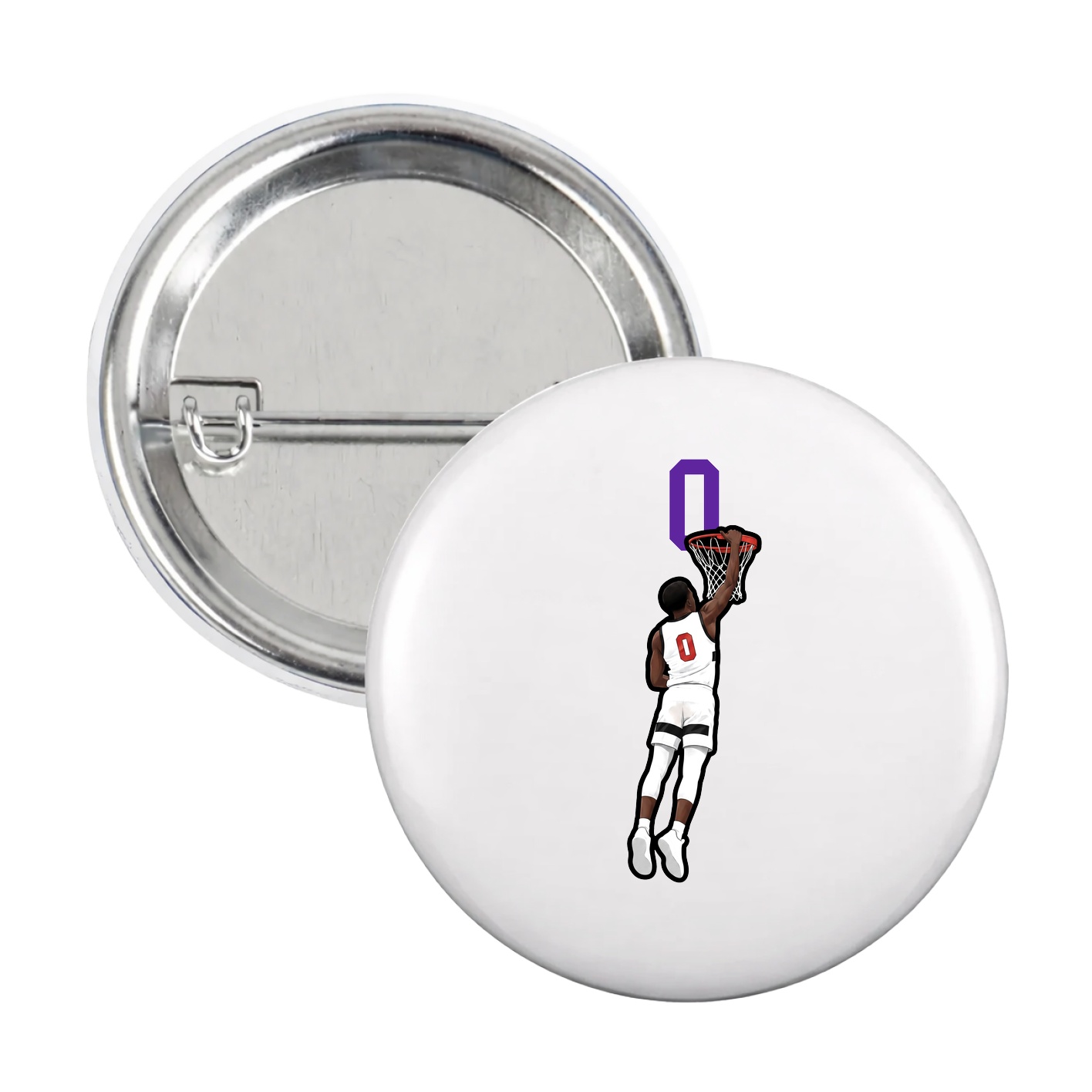 Game Day Button — Number Top in White