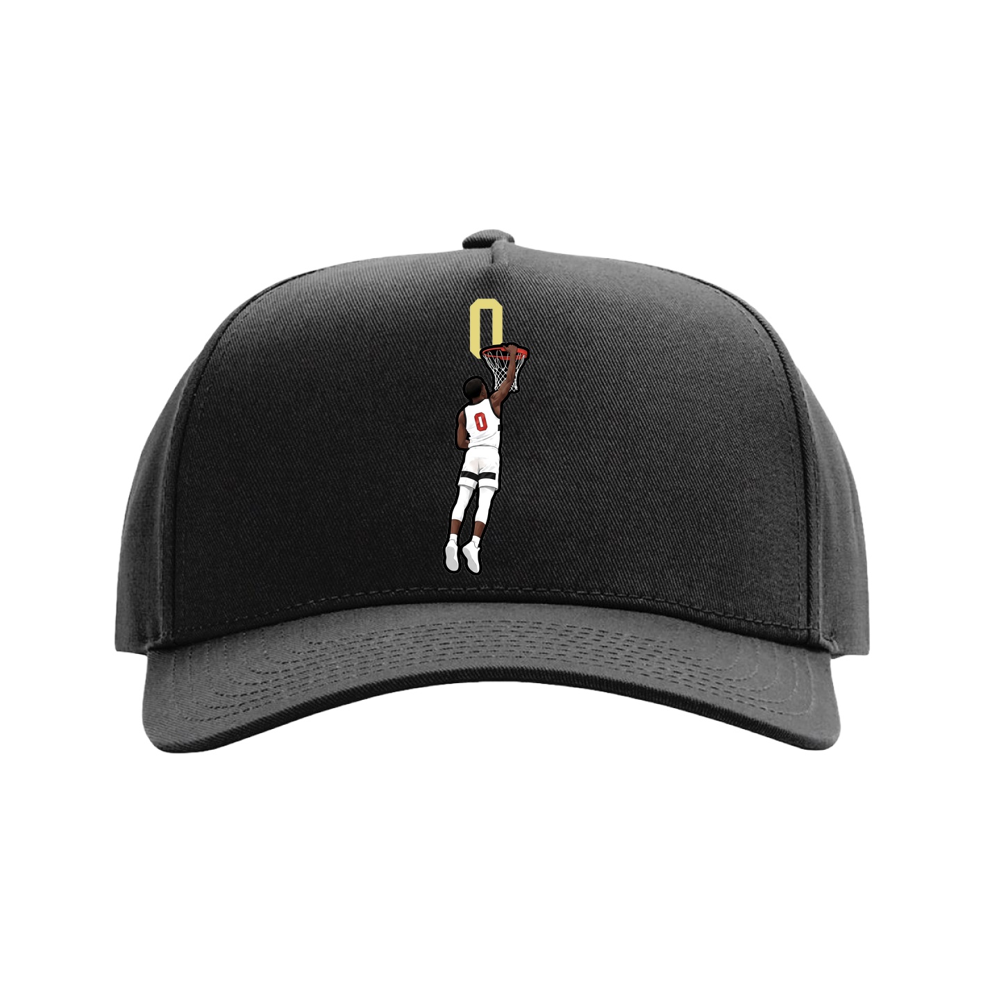 Full Fabric Five-Panel Champ Cap — Number Top in Black