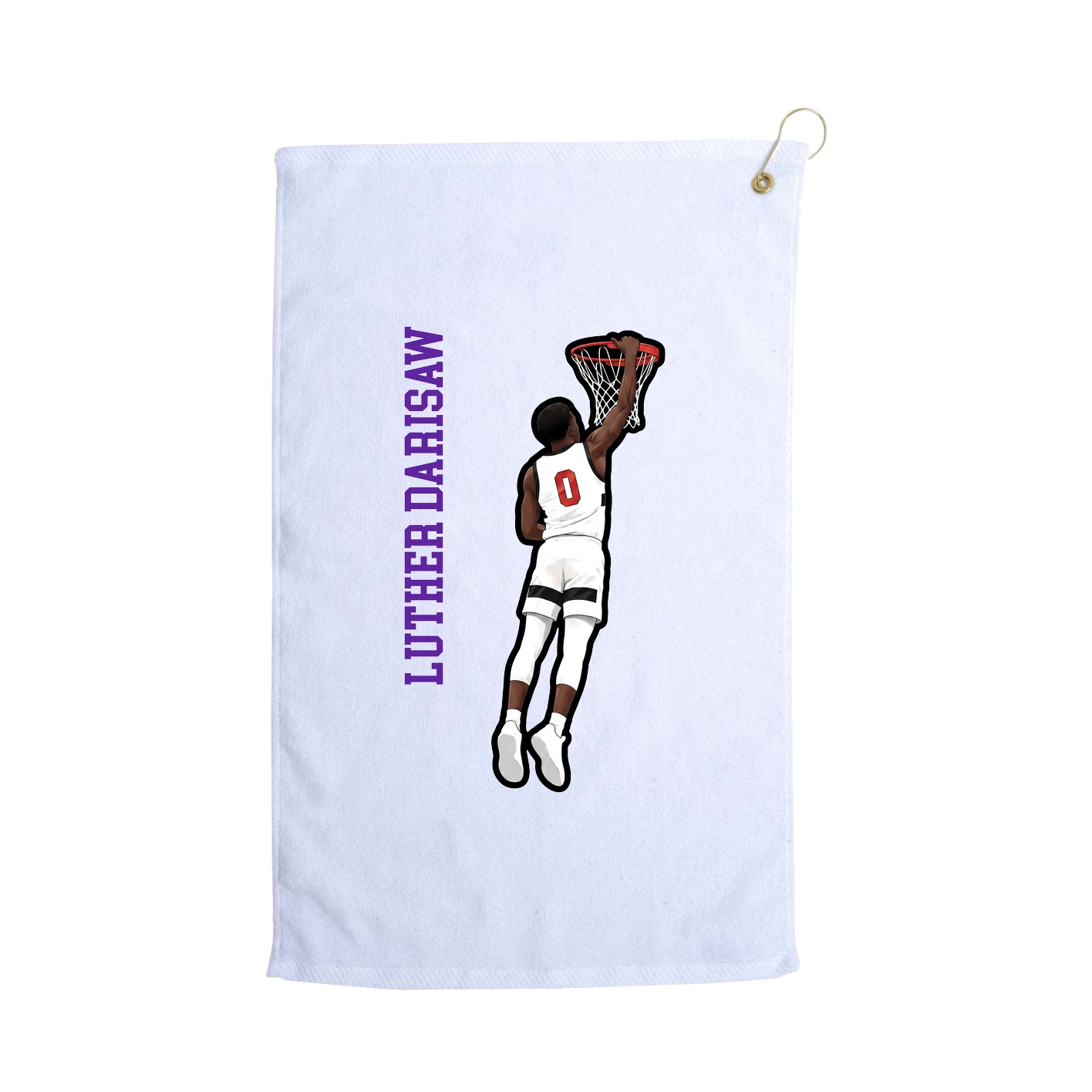 Golf Towel — Name Vertical in White