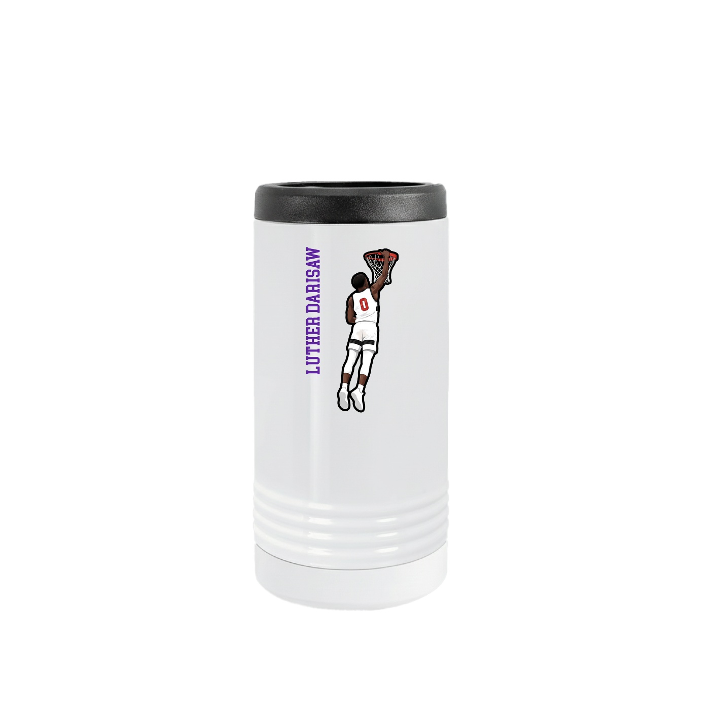 Slim Beverage Holder — Name Vertical in White