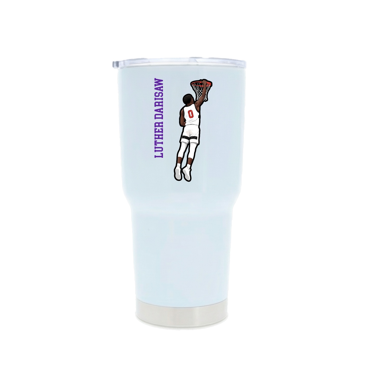 30oz Stainless Steel Tumbler — Name Vertical in White