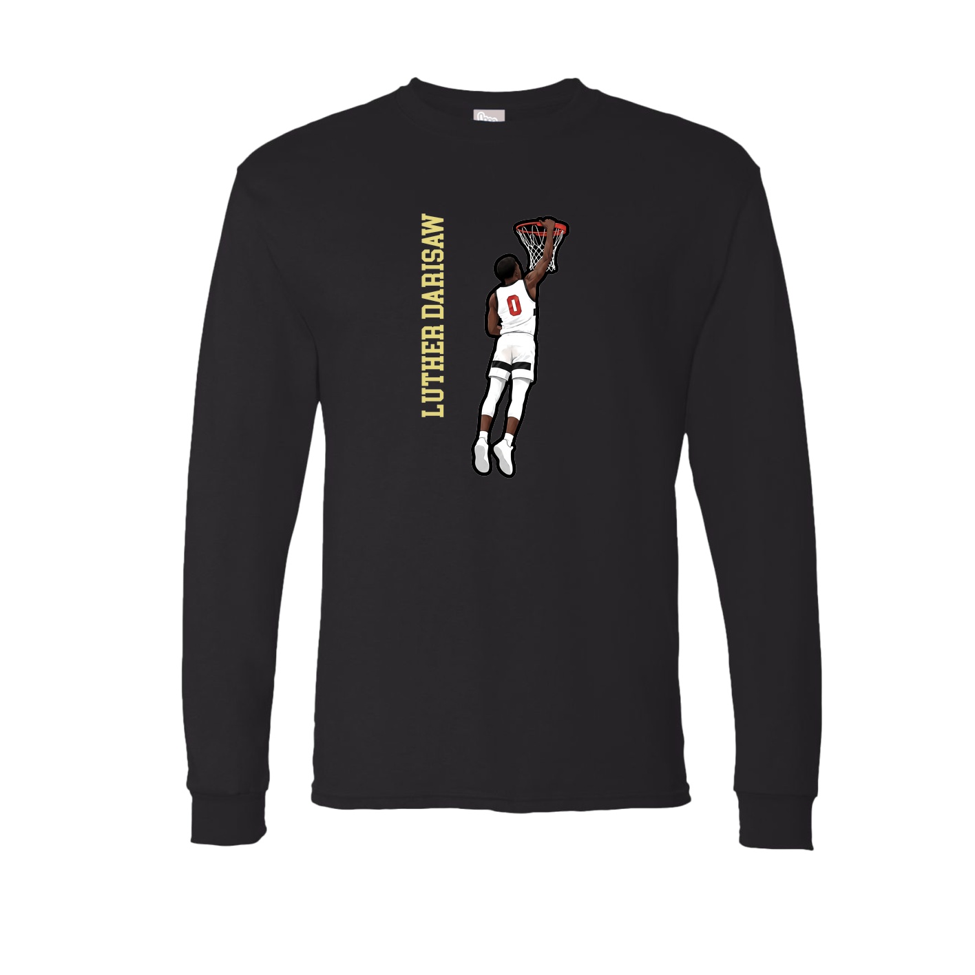 Long Sleeve Tee — Name Vertical in Black