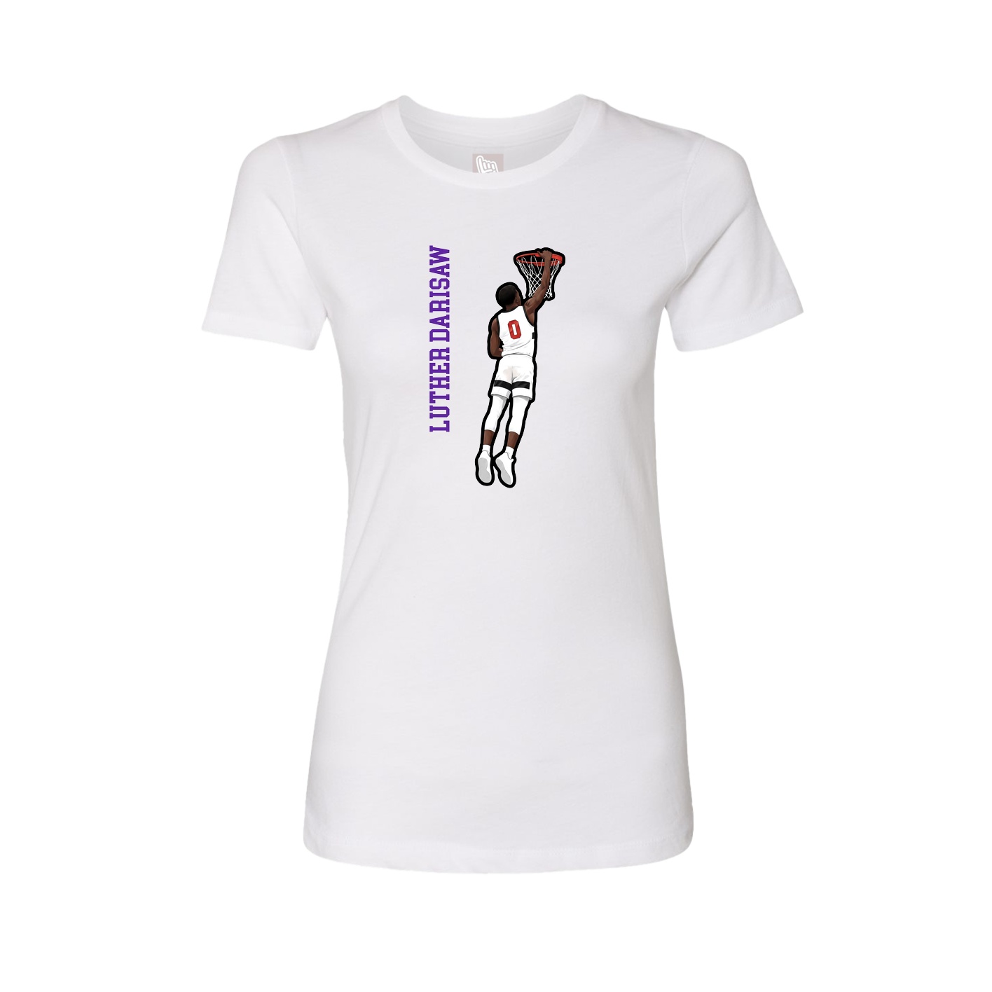 Womens Tee — Name Vertical in White