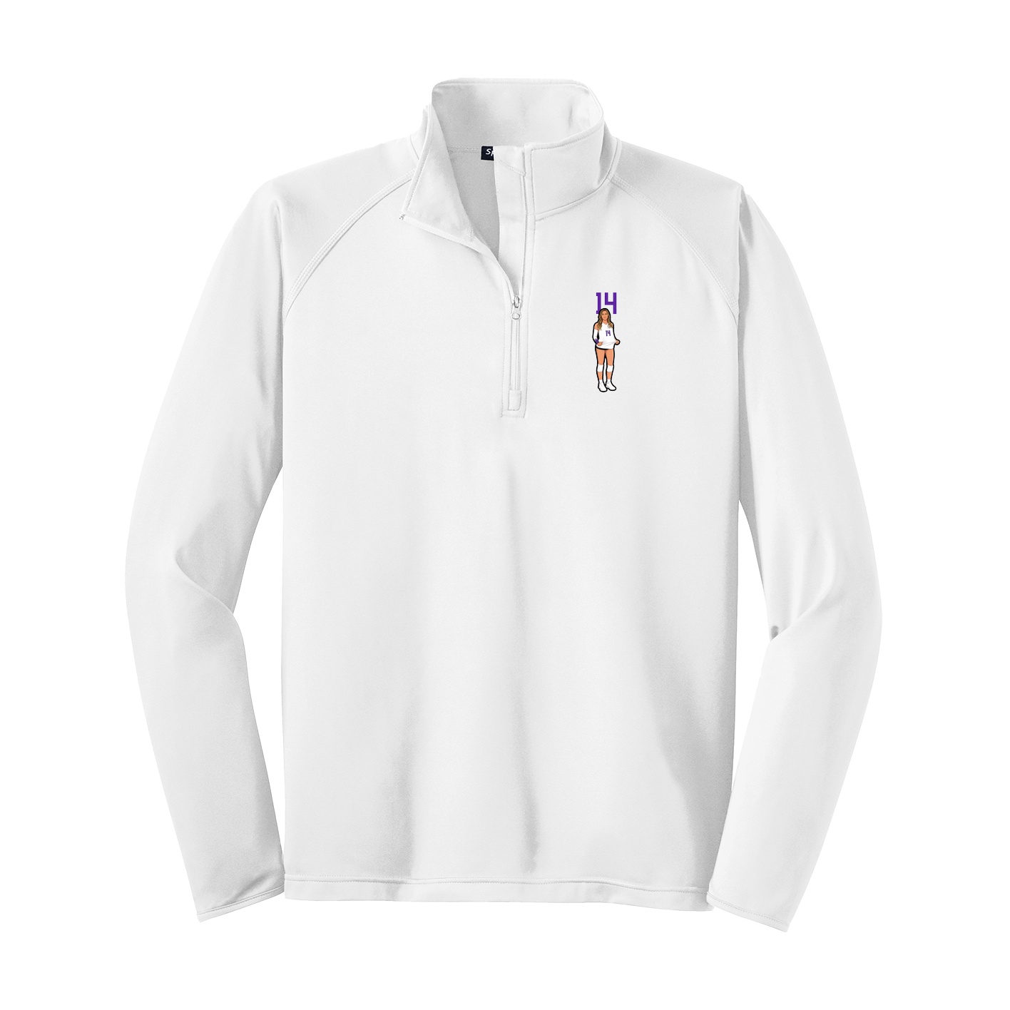 Q-Zip Pullover — Number Top in White