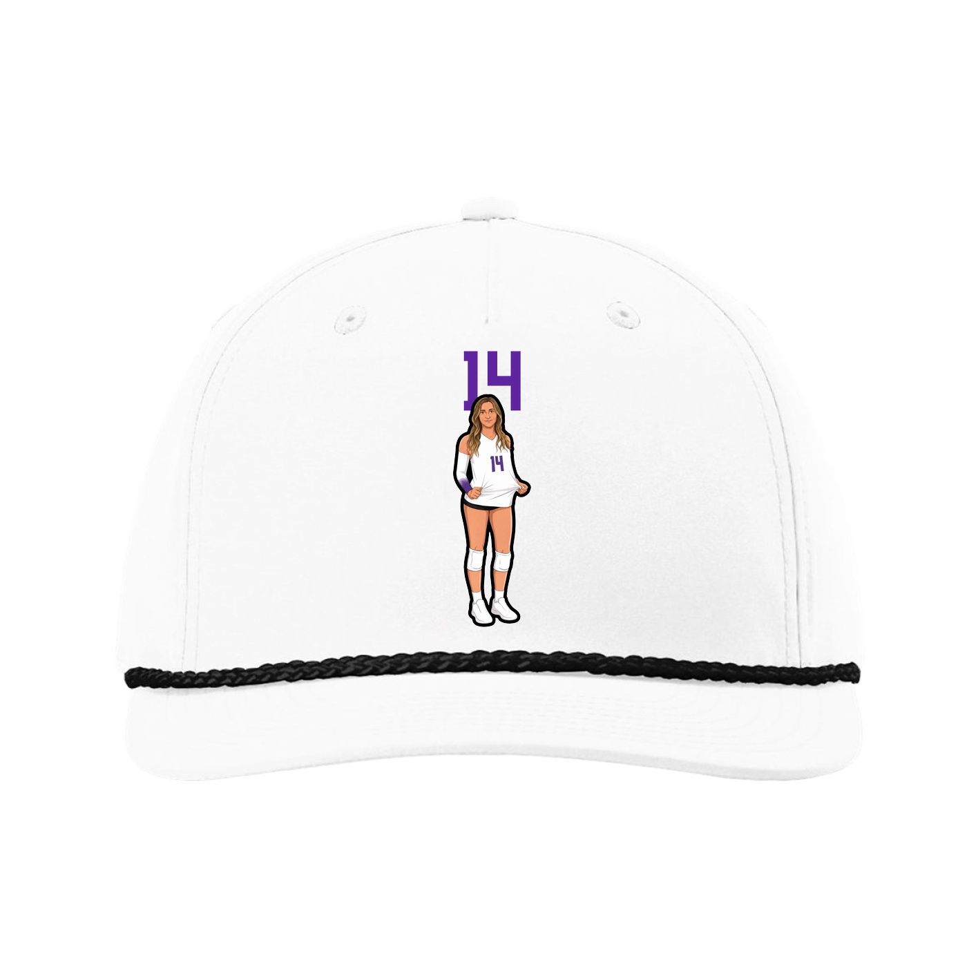 Five-Panel Classic Rope Cap — Number Top in White