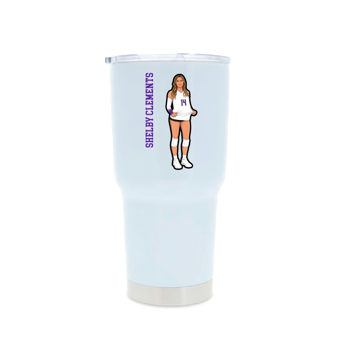 30oz Stainless Steel Tumbler — Name Vertical in White