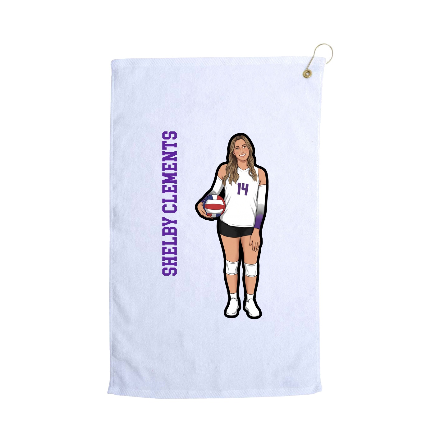 Golf Towel — Name Vertical in White