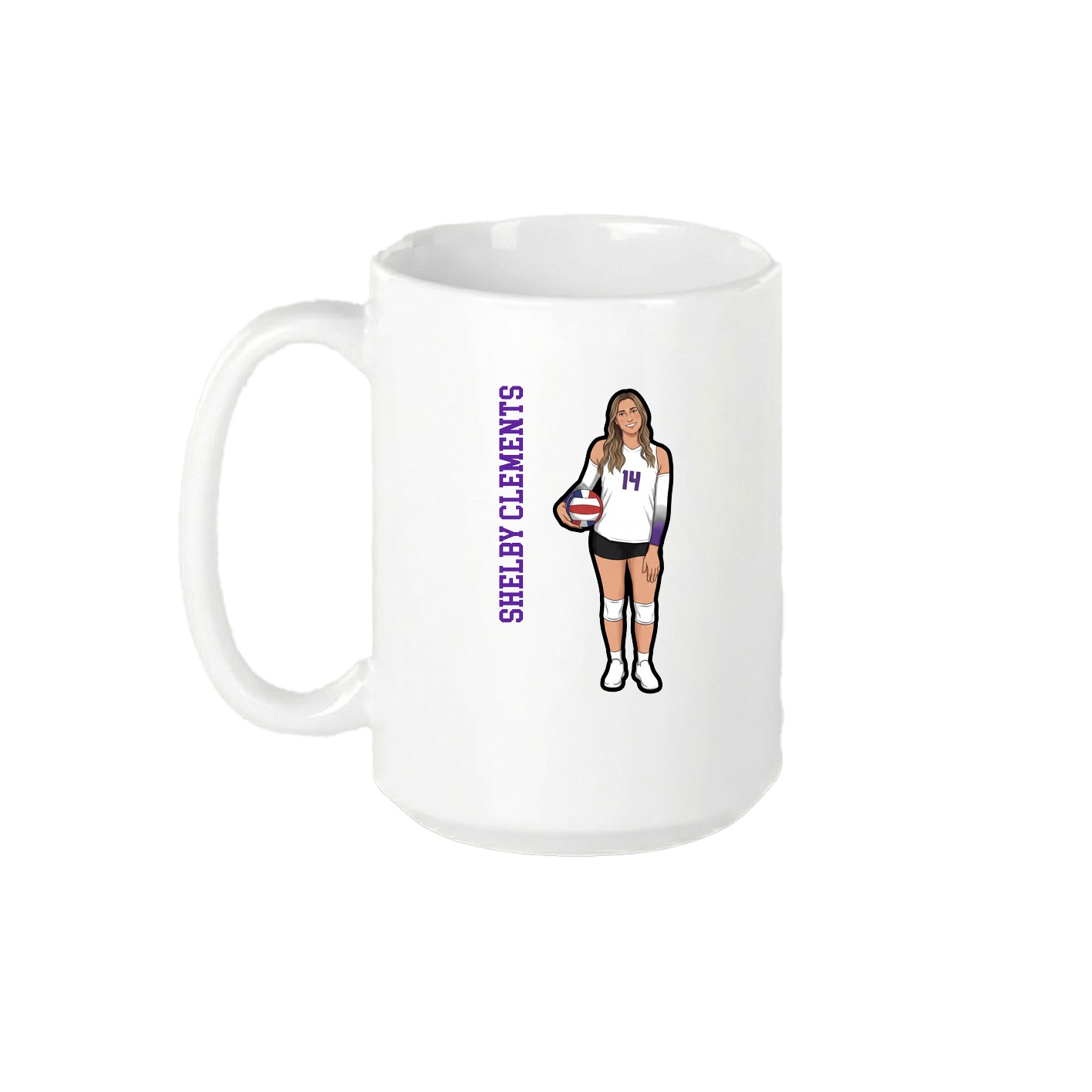 15oz Coffee Mug — Name Vertical in White
