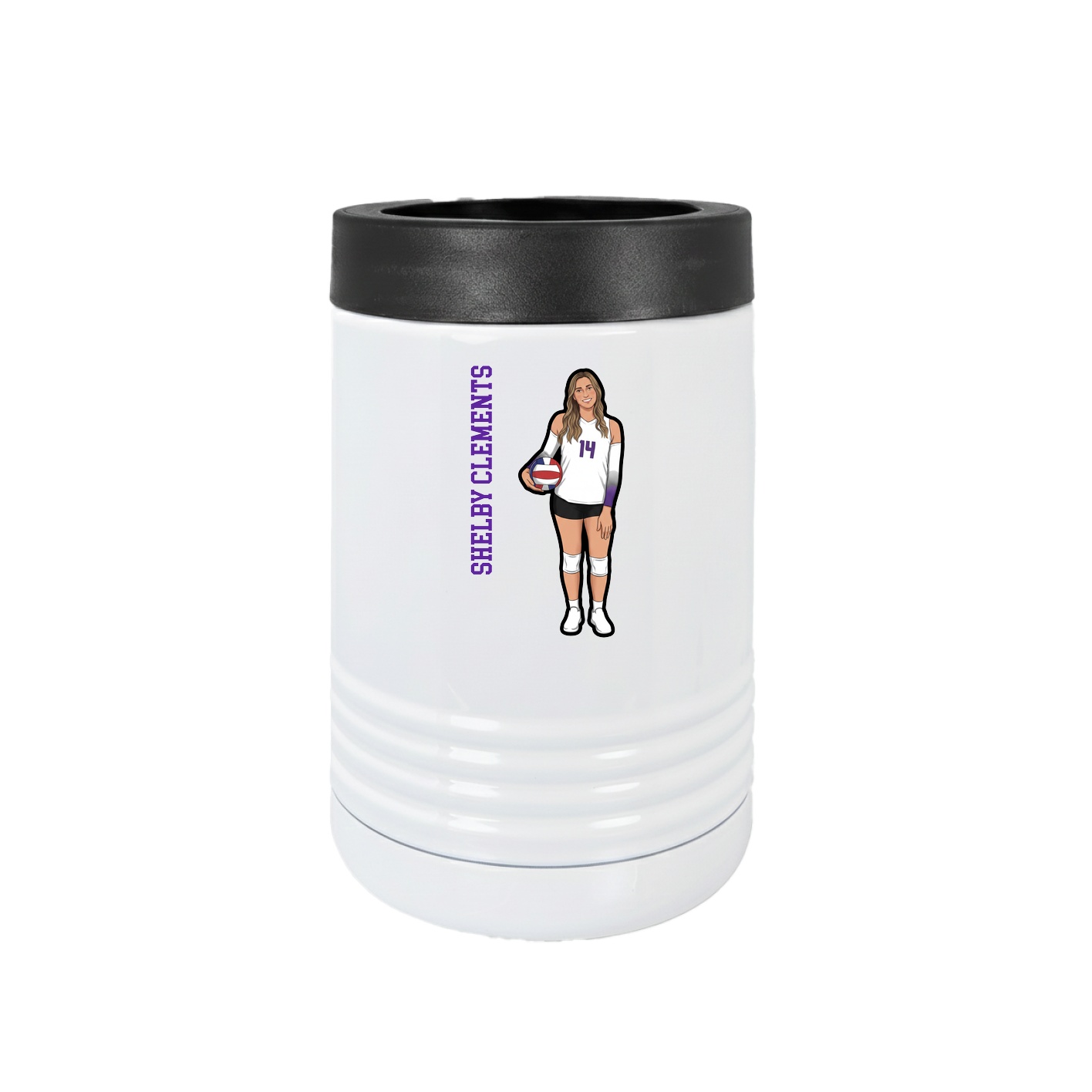 Beverage Holder — Name Vertical in White