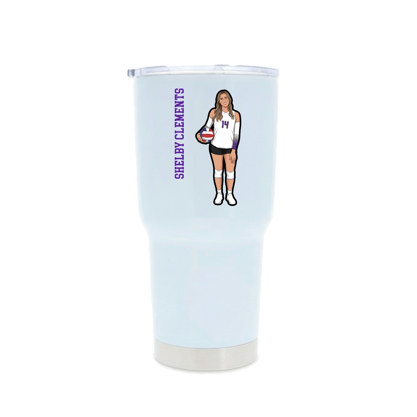 30oz Stainless Steel Tumbler — Name Vertical in White