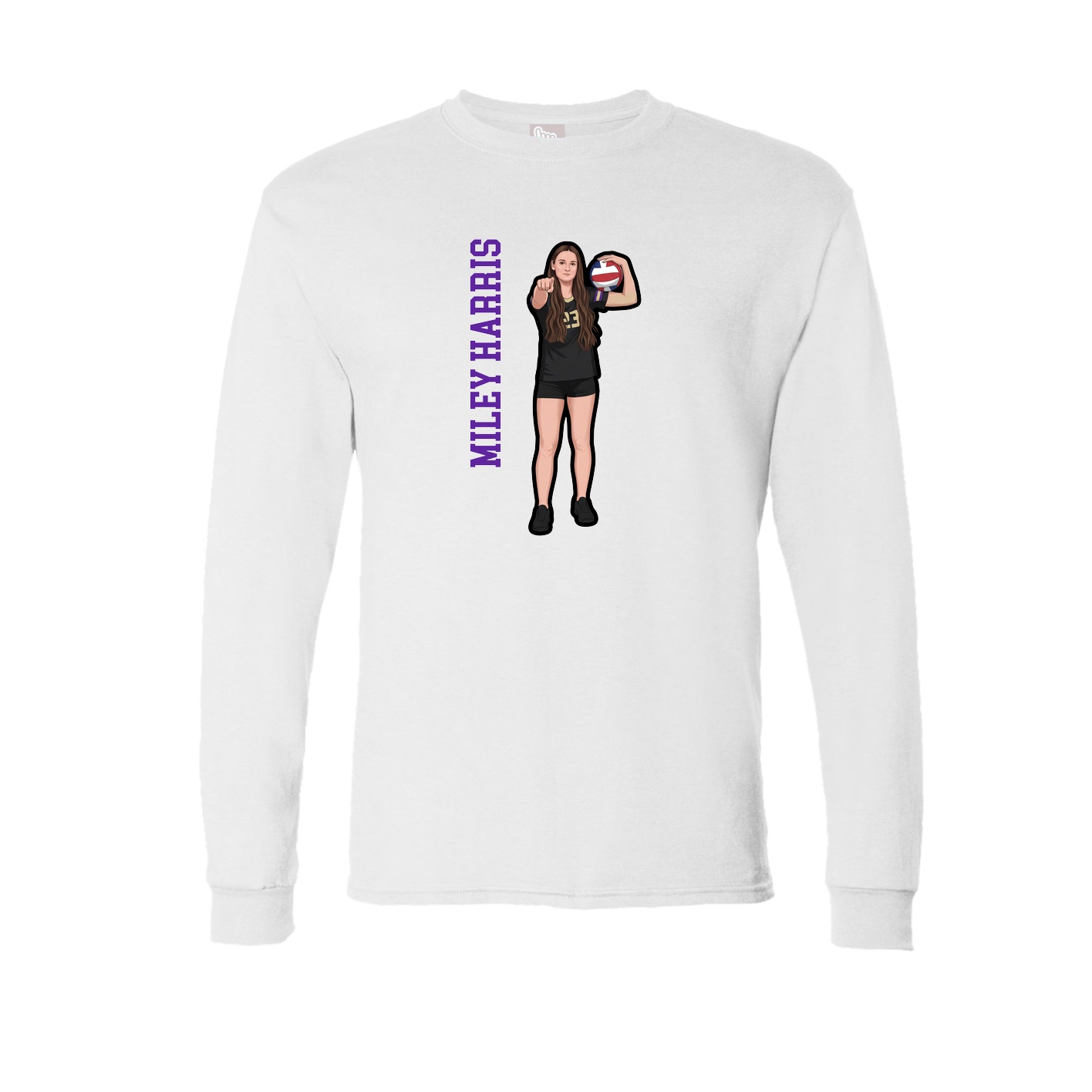Long Sleeve Tee — Name Vertical in White