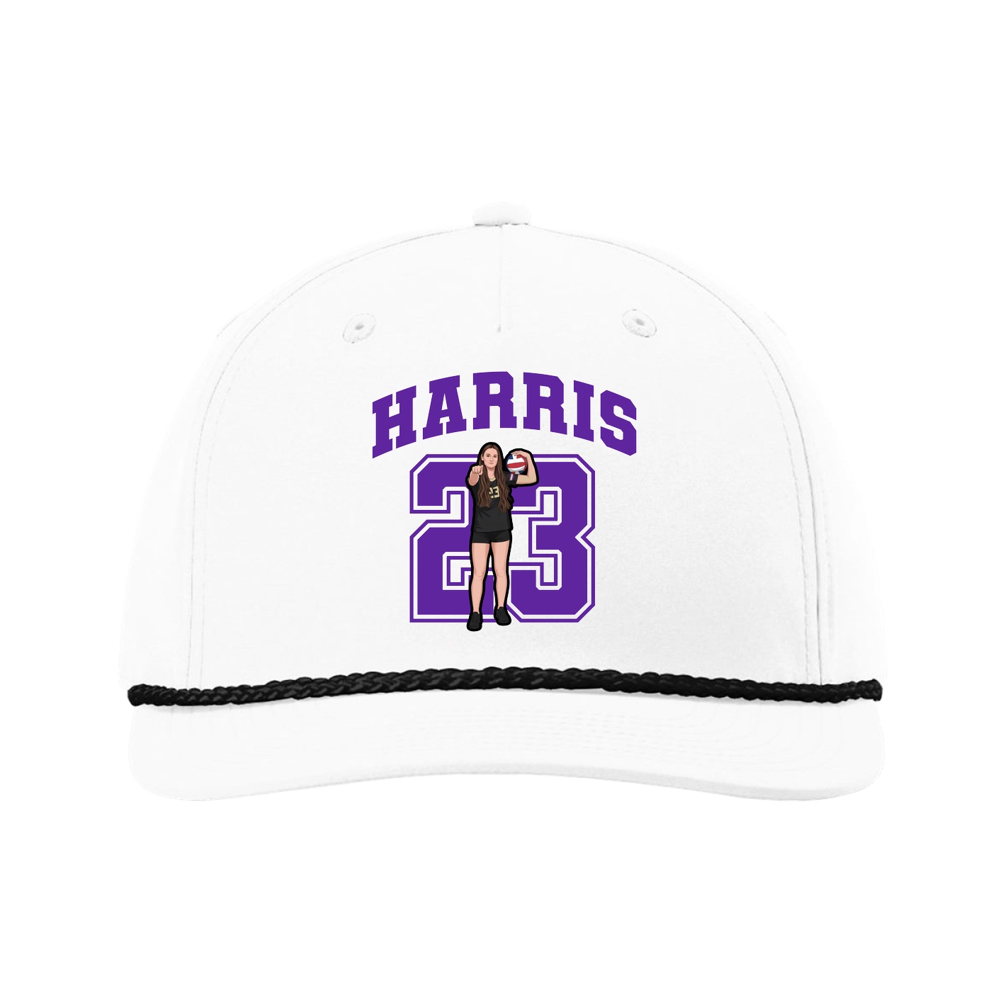 Five-Panel Classic Rope Cap — Number in White