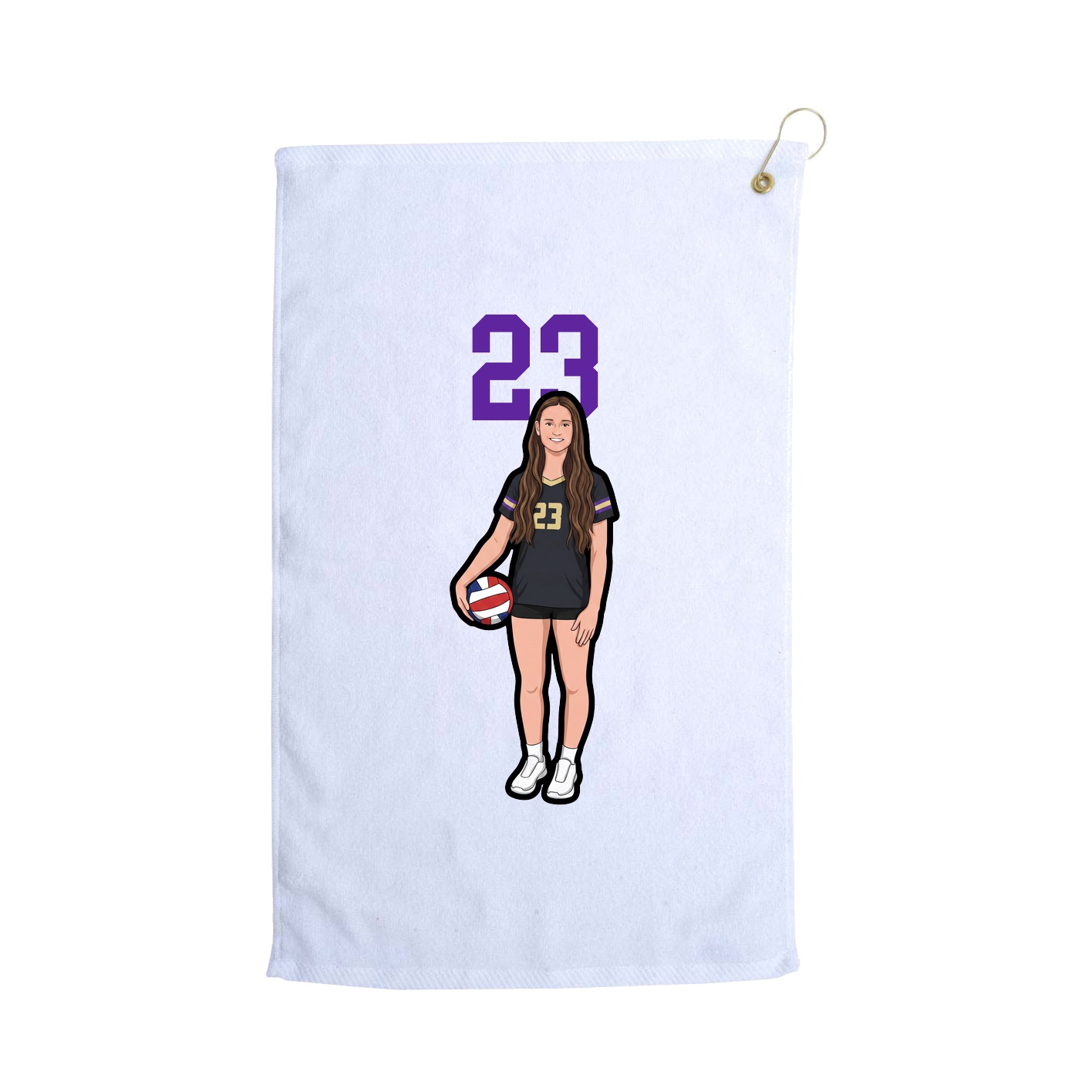 Golf Towel — Number Top in White