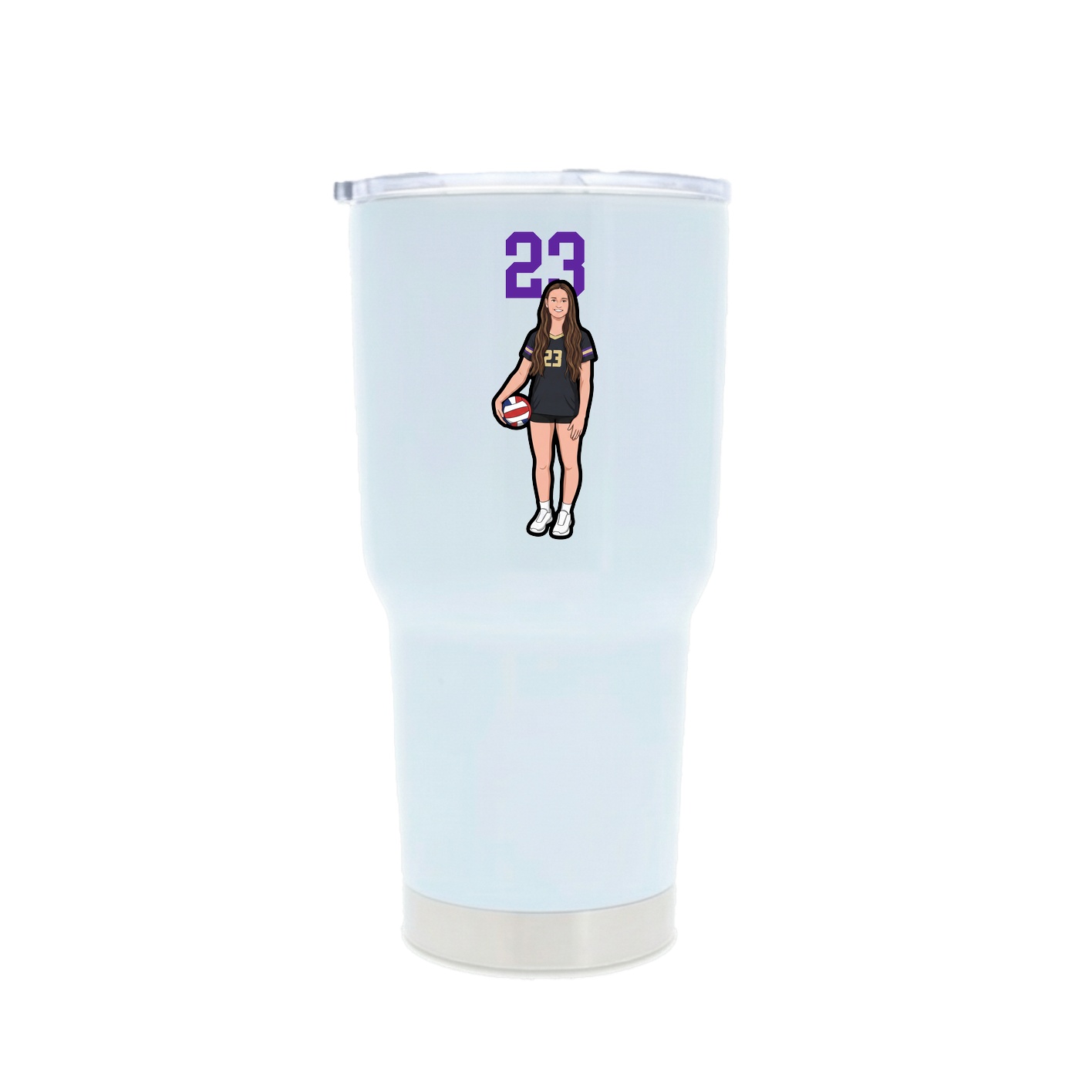 30oz Stainless Steel Tumbler — Number Top in White
