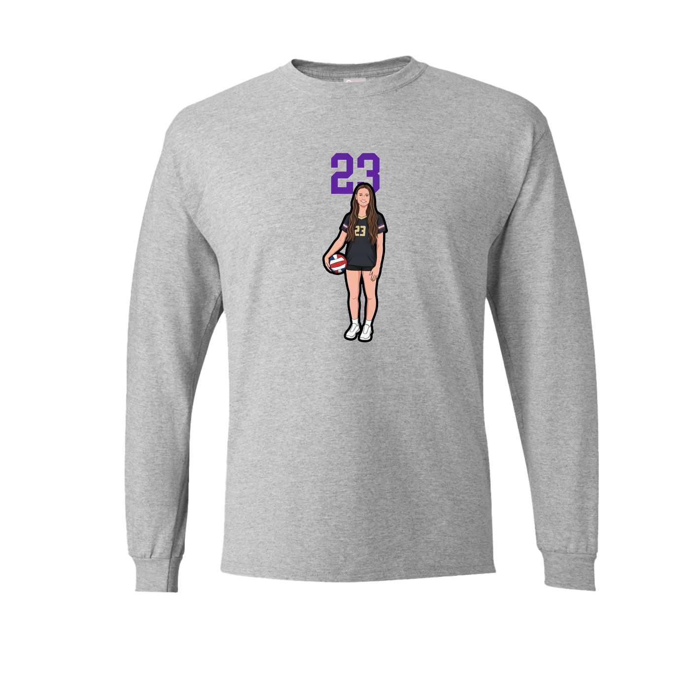Long Sleeve Tee — Number Top in Grey