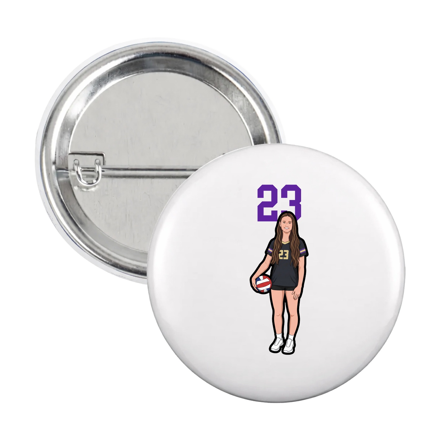 Game Day Button — Number Top in White