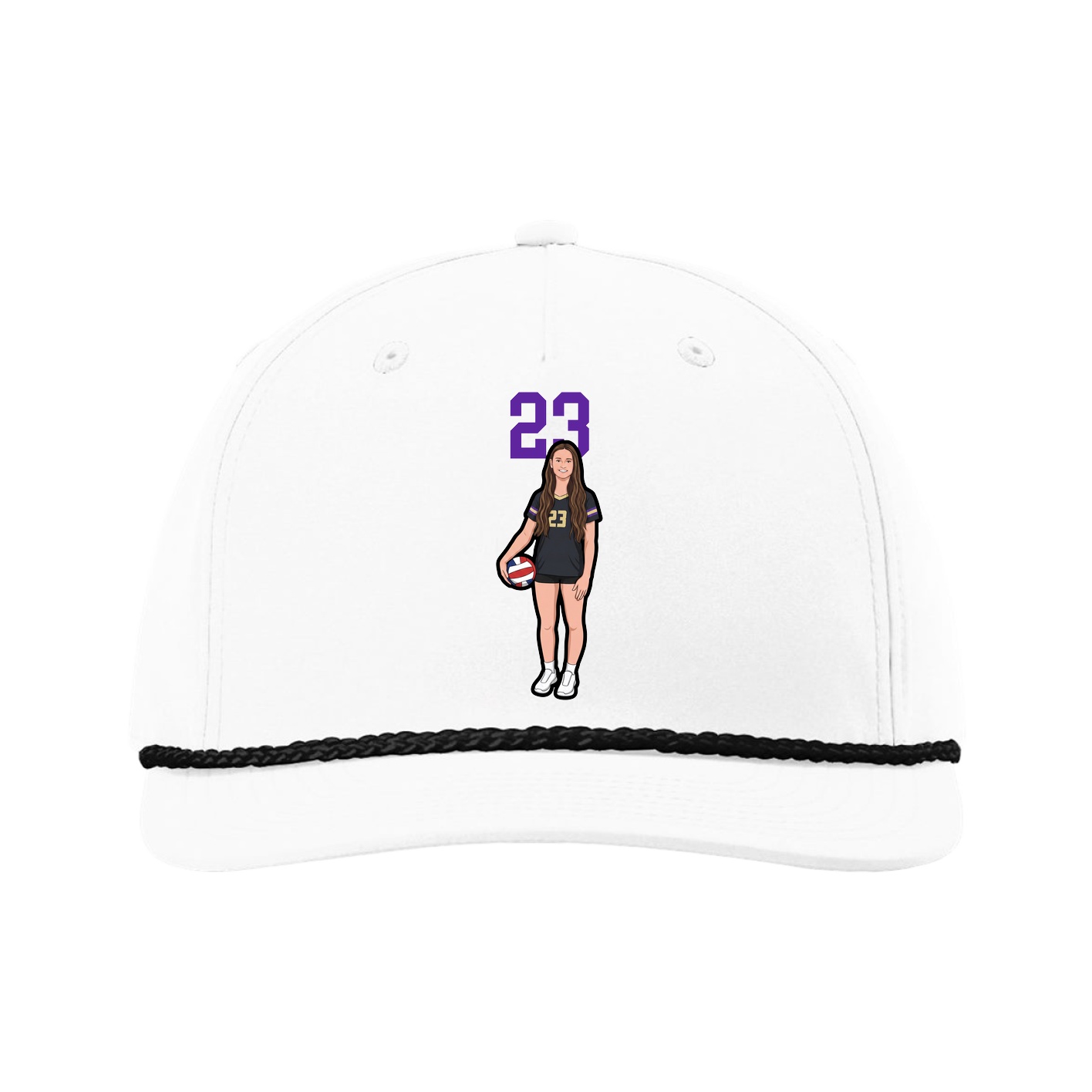 Five-Panel Classic Rope Cap — Number Top in White