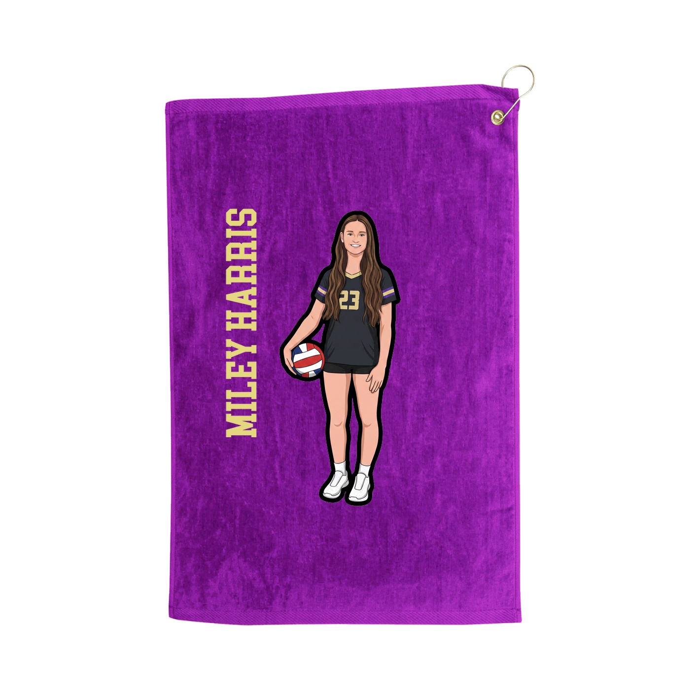 Golf Towel — Name Vertical in Purple