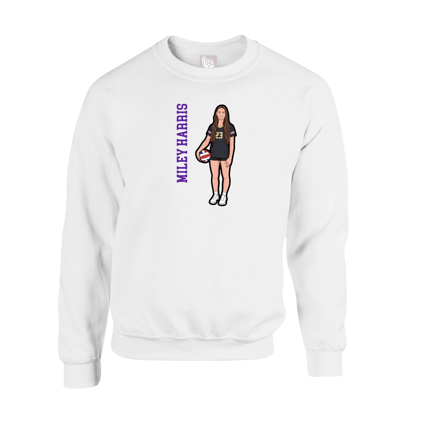 Fleece Crew — Name Vertical in White