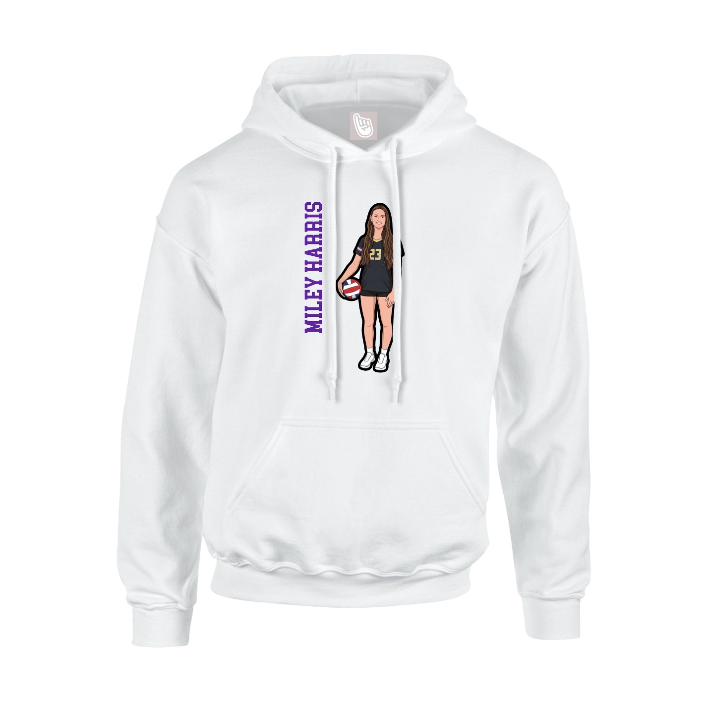 Youth Hoodie — Name Vertical in White