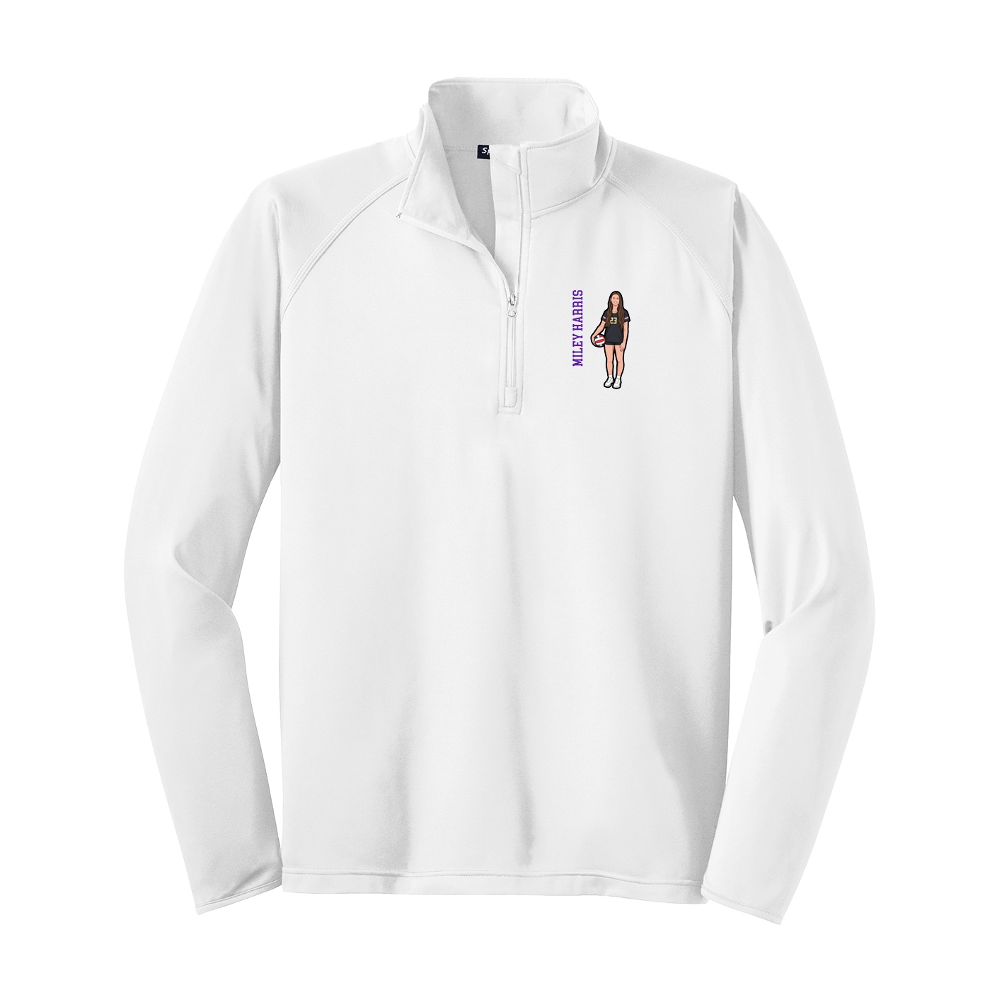 Q-Zip Pullover — Name Vertical in White