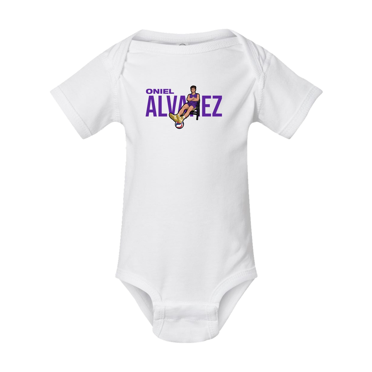 Baby Onesie — Player Name in White