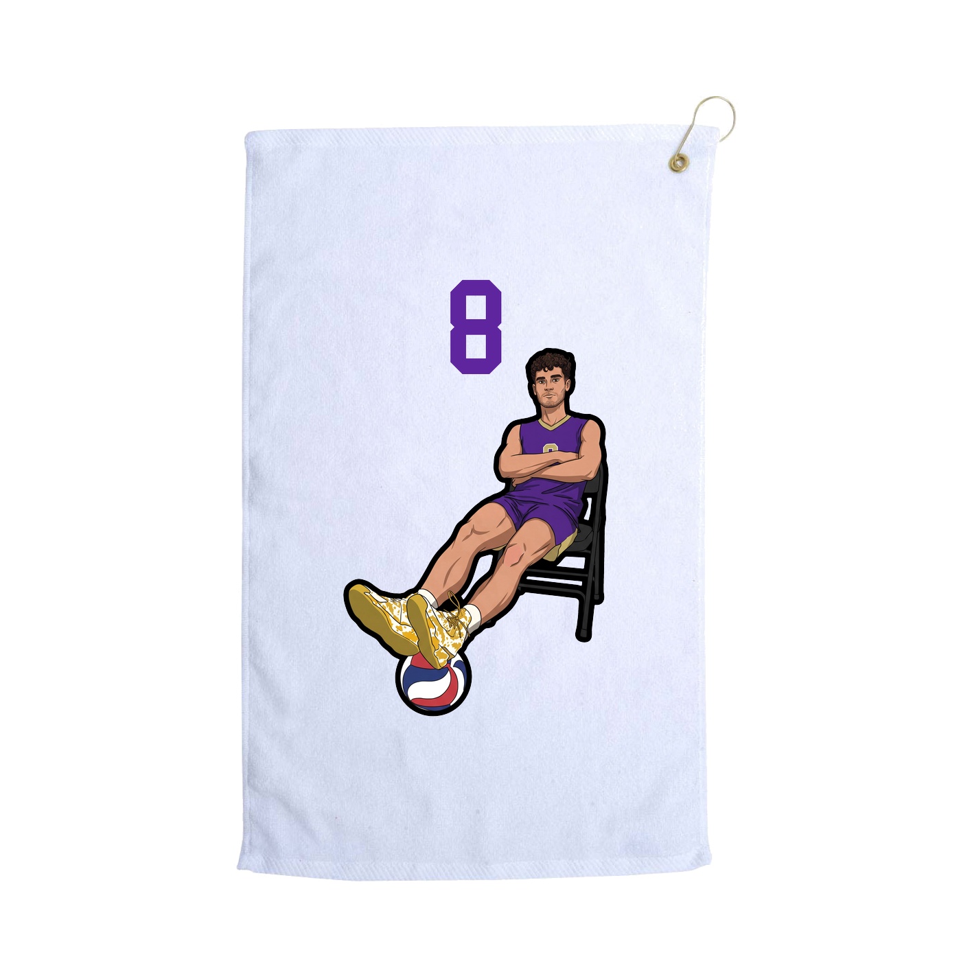 Golf Towel — Number Top in White