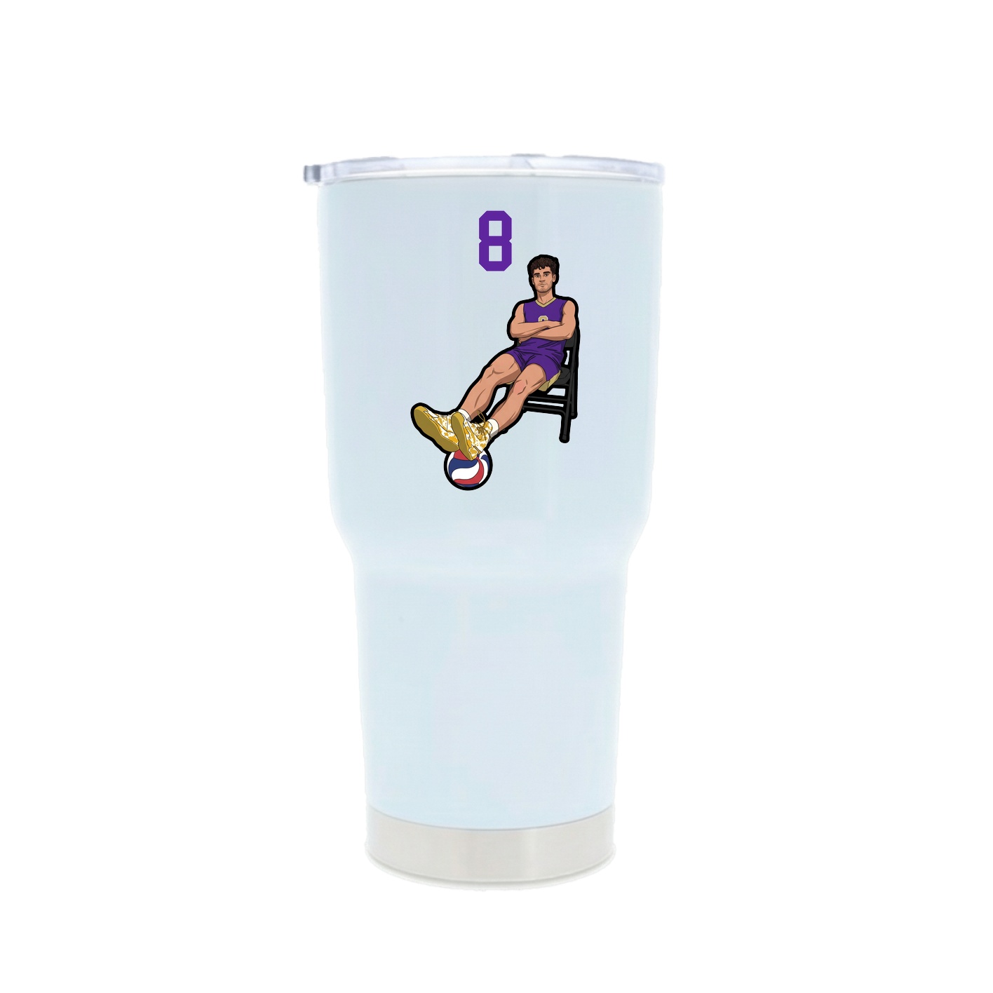 30oz Stainless Steel Tumbler — Number Top in White