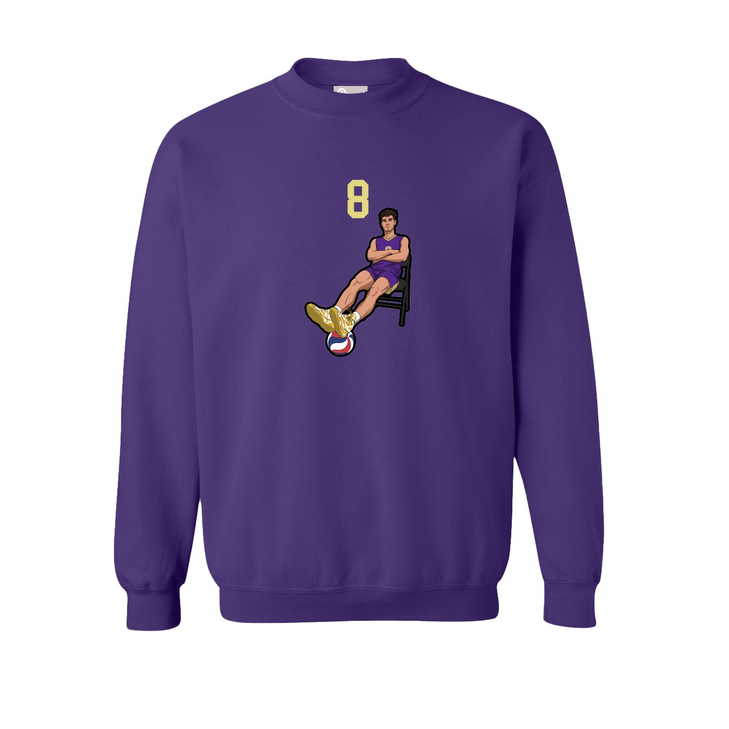 Fleece Crew — Number Top in Purple