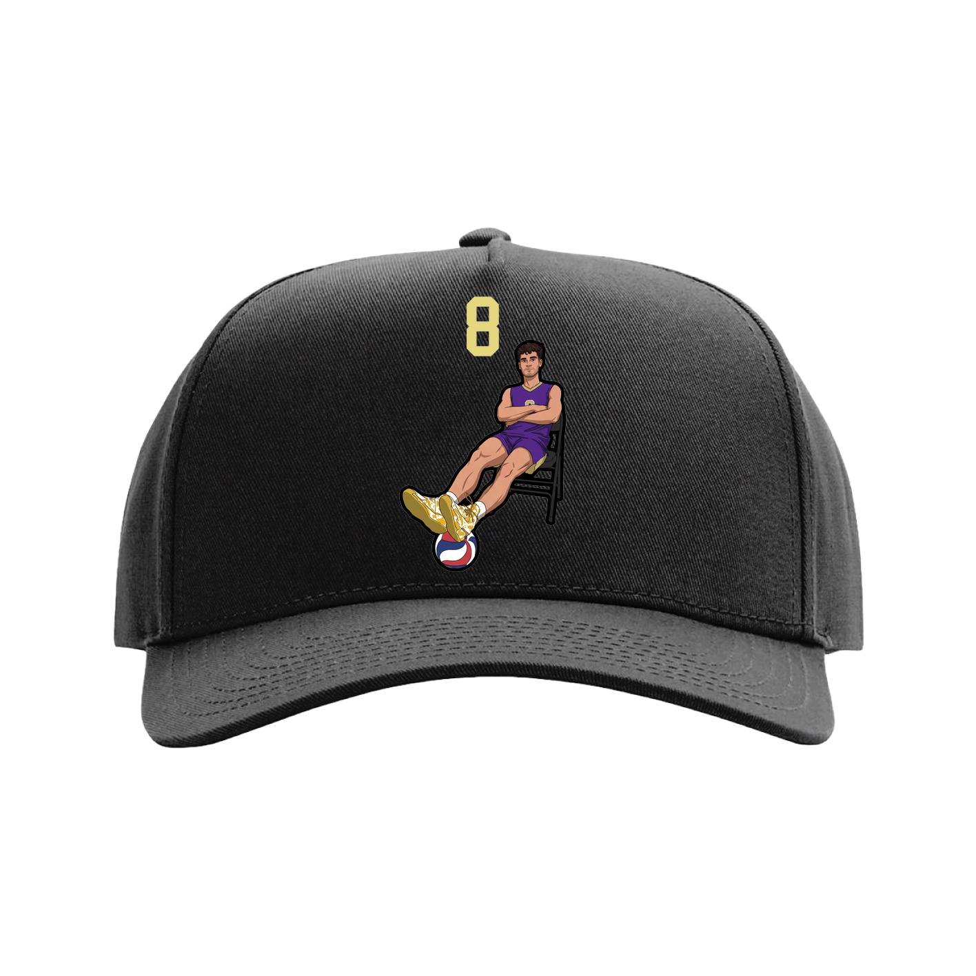 Full Fabric Five-Panel Champ Cap — Number Top in Black