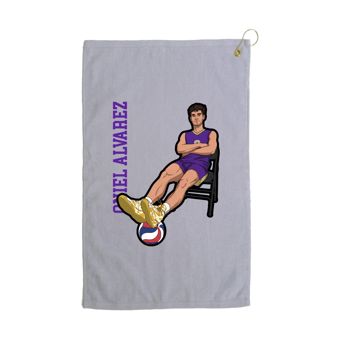 Golf Towel — Name Vertical in Grey